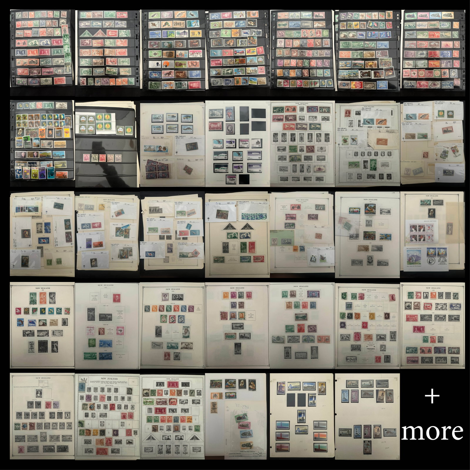 New Zealand 1882 - 1990s, a MNH / MH and used accumulation on stocksheets and packets, plus a used (1 of 8)