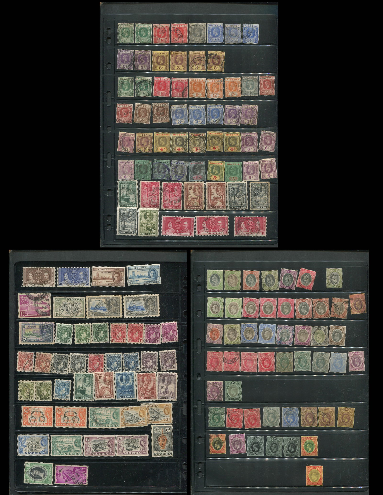 Nigeria and Southern Nigeria 1901 -1937, a MH and used selection on two double sided stocksheets (1 of 4)