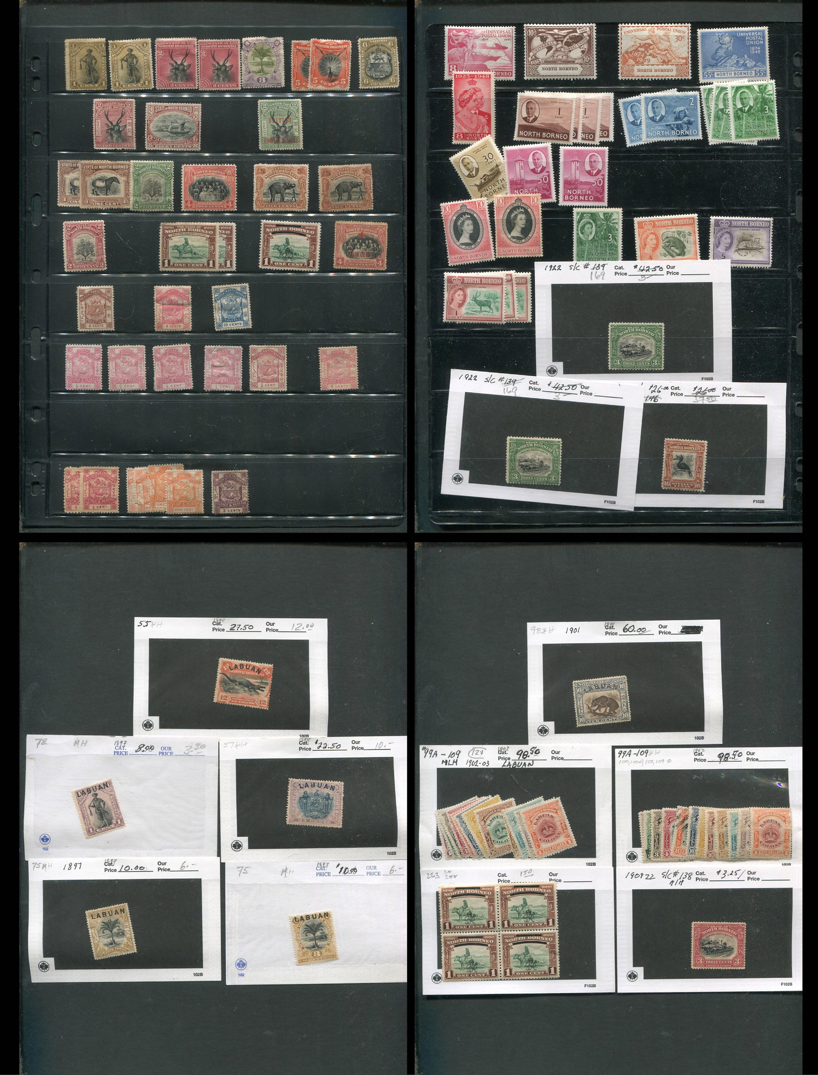 Labuan and North Borneo collection on stock sheets and 102's, 1886-1961, est. Cat. $600.00 (1 of 5)