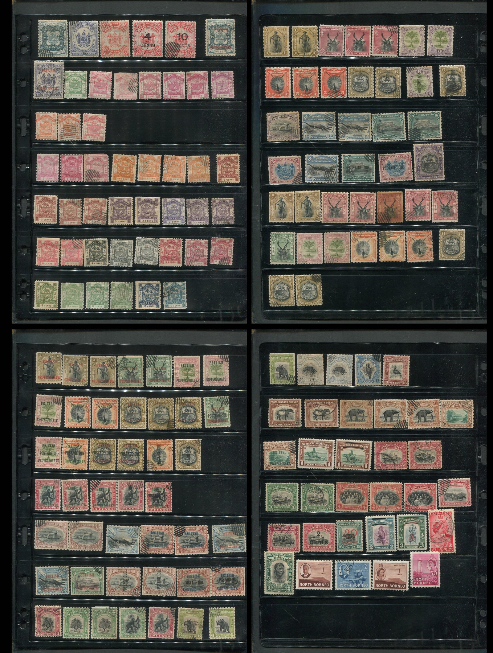 North Borneo 1186 - 1954 #31 / #271, a MH and used selection on stocksheets, Scott value $585.64, (1 of 5)