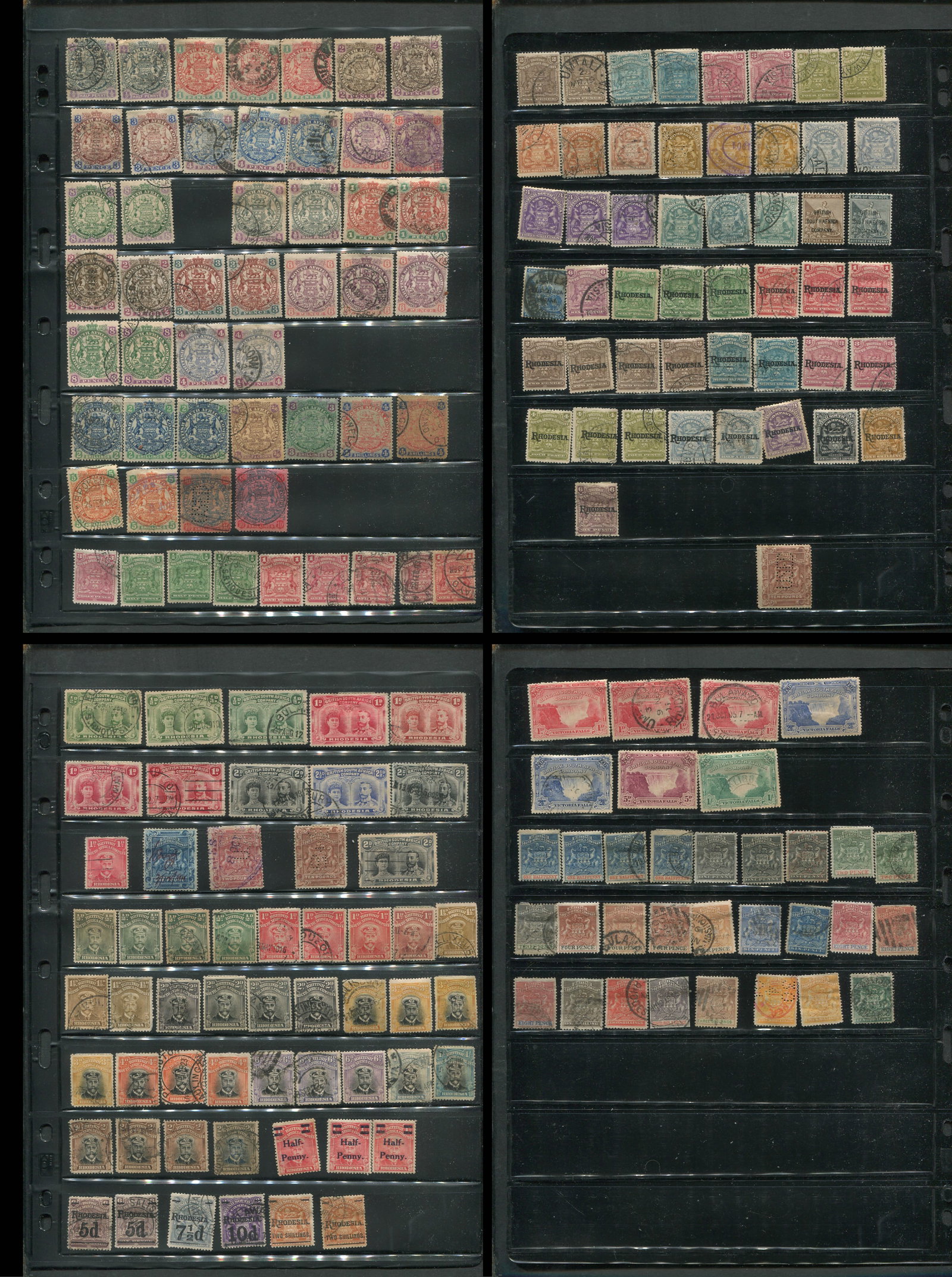 Rhodesia 1896 -1919 #1 / #139, a MH and used selection on two double sided stocksheets, Scott value (1 of 5)