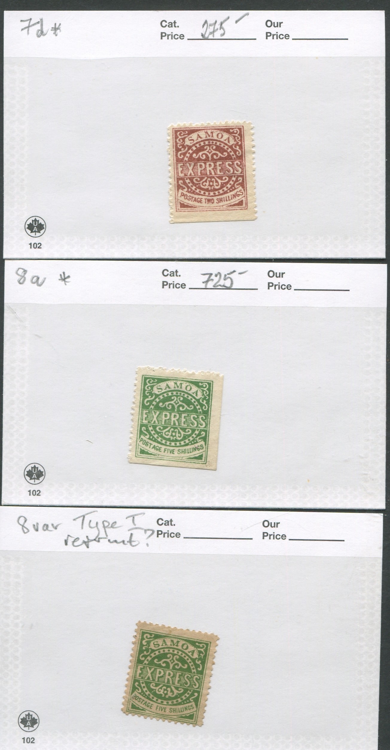 Samoa express hinged 2 stamps and a reprint est Cat. $1000.00 (1 of 1)