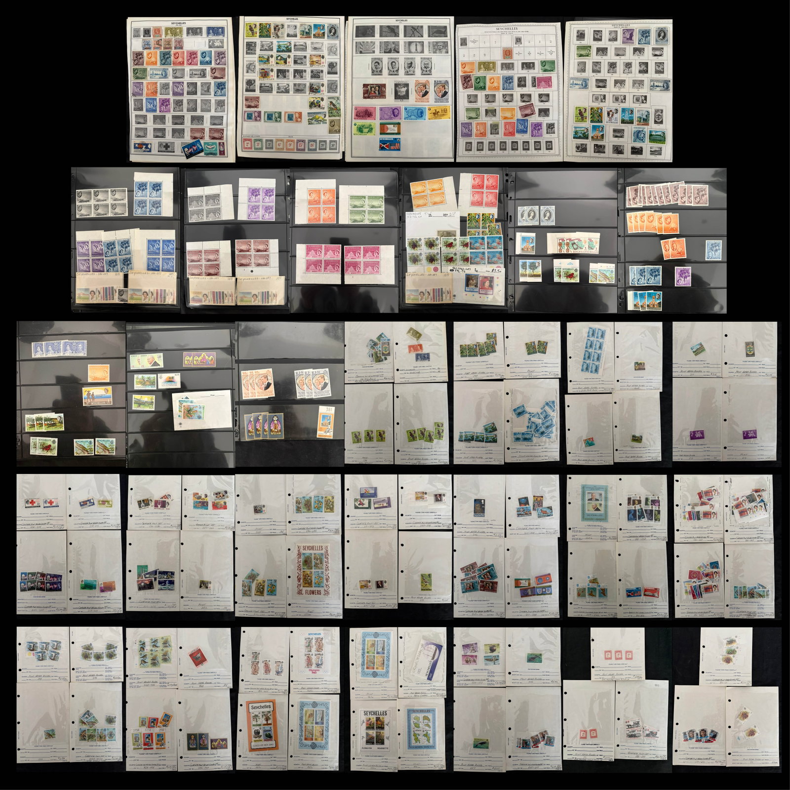 Seychelles 1901 -1986 #29 /#120, a MNH /MH and used selection on leaves / stocksheets and 101 cards, (1 of 6)