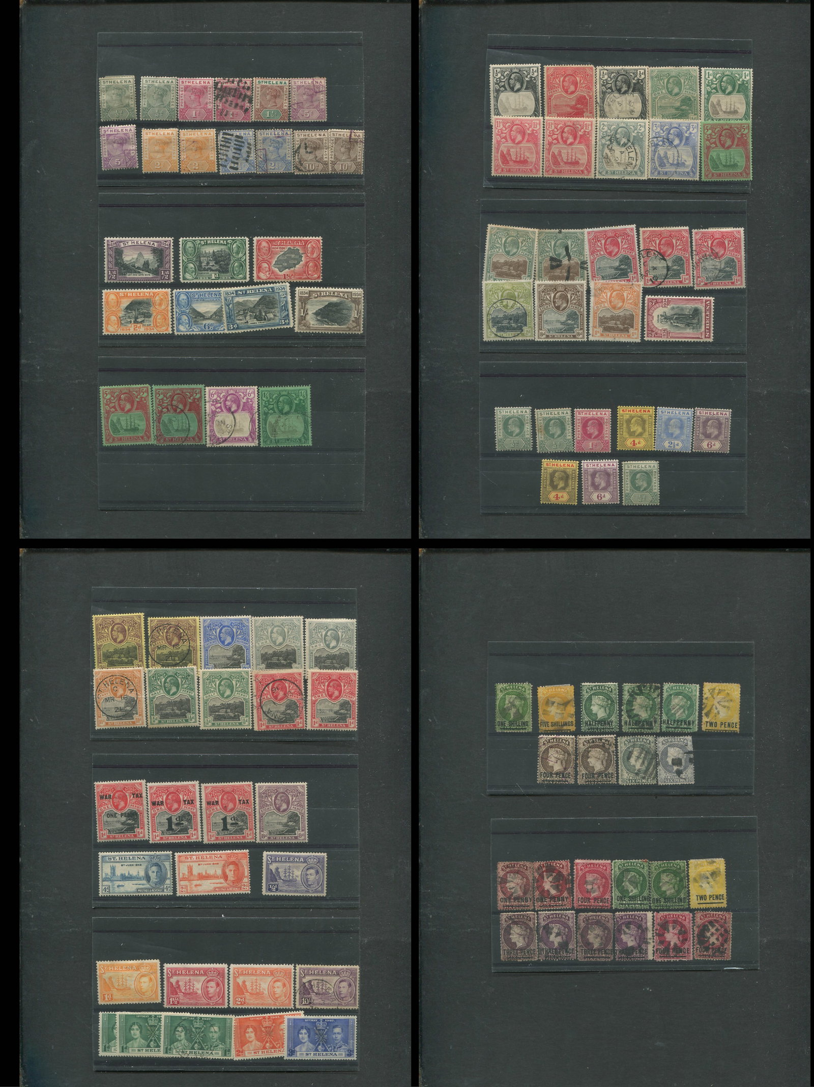 Saint Helena 1863 - 1934, a MH and used selection on eleven stoclcards,Scott value $1249+, appears (1 of 5)
