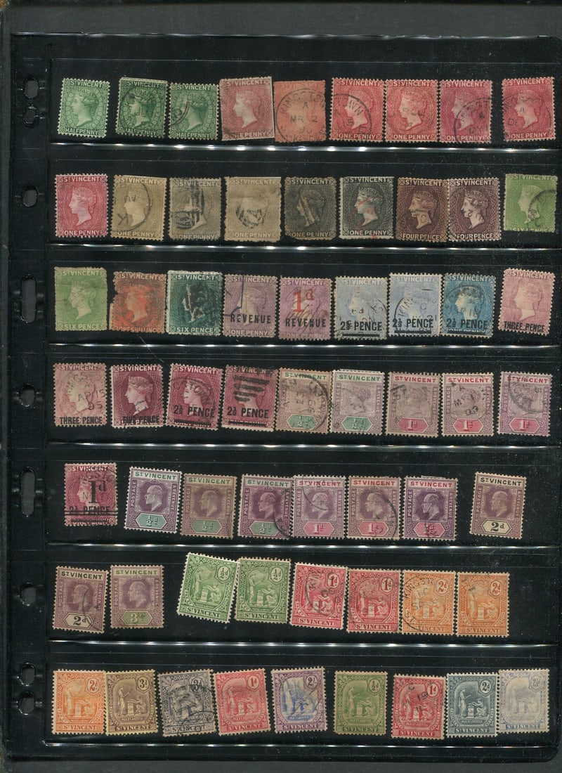St Vincent 1871 -1955 #14 #194, a MH and used selection on two double sided stocksheets, Scott value (1 of 1)