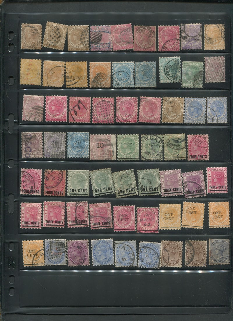 Straits Settlements 1867 - 1937 #10 / #237, a MH and used selection, on double sided stoclsheets, (1 of 1)