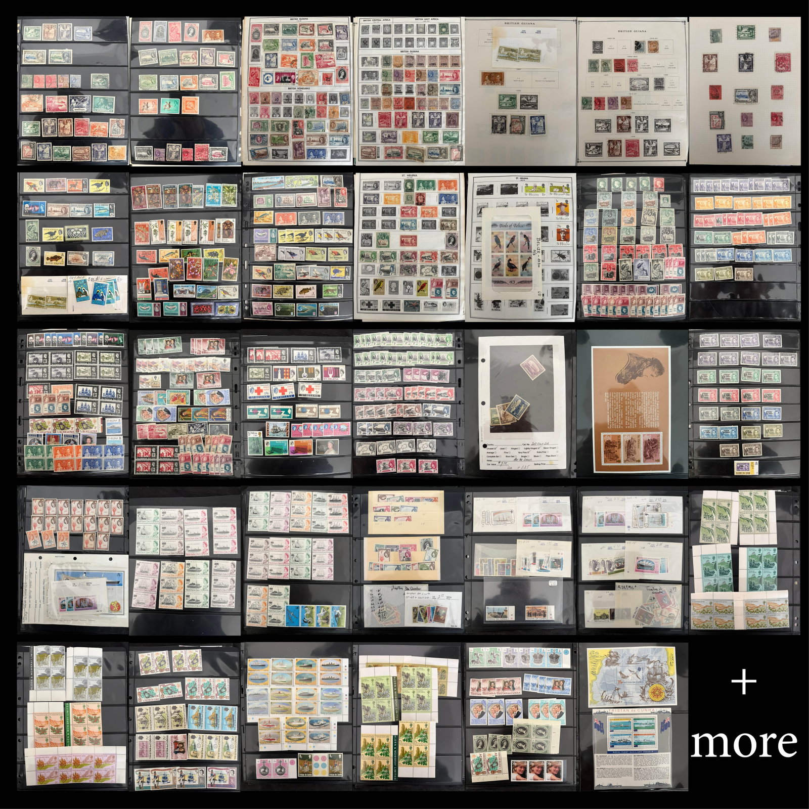 British Atlantic Countries 1884 - 1981, a MNH / MH and used selection on leaves / stocksheets and: British Atlantic Countries 1884 - 1981, a MNH / MH and used selection on leaves / stocksheets and loose, includes Tristand Du Cunha 1953 - 1981, St Helena 1884 - 1980, also a small grouping of British