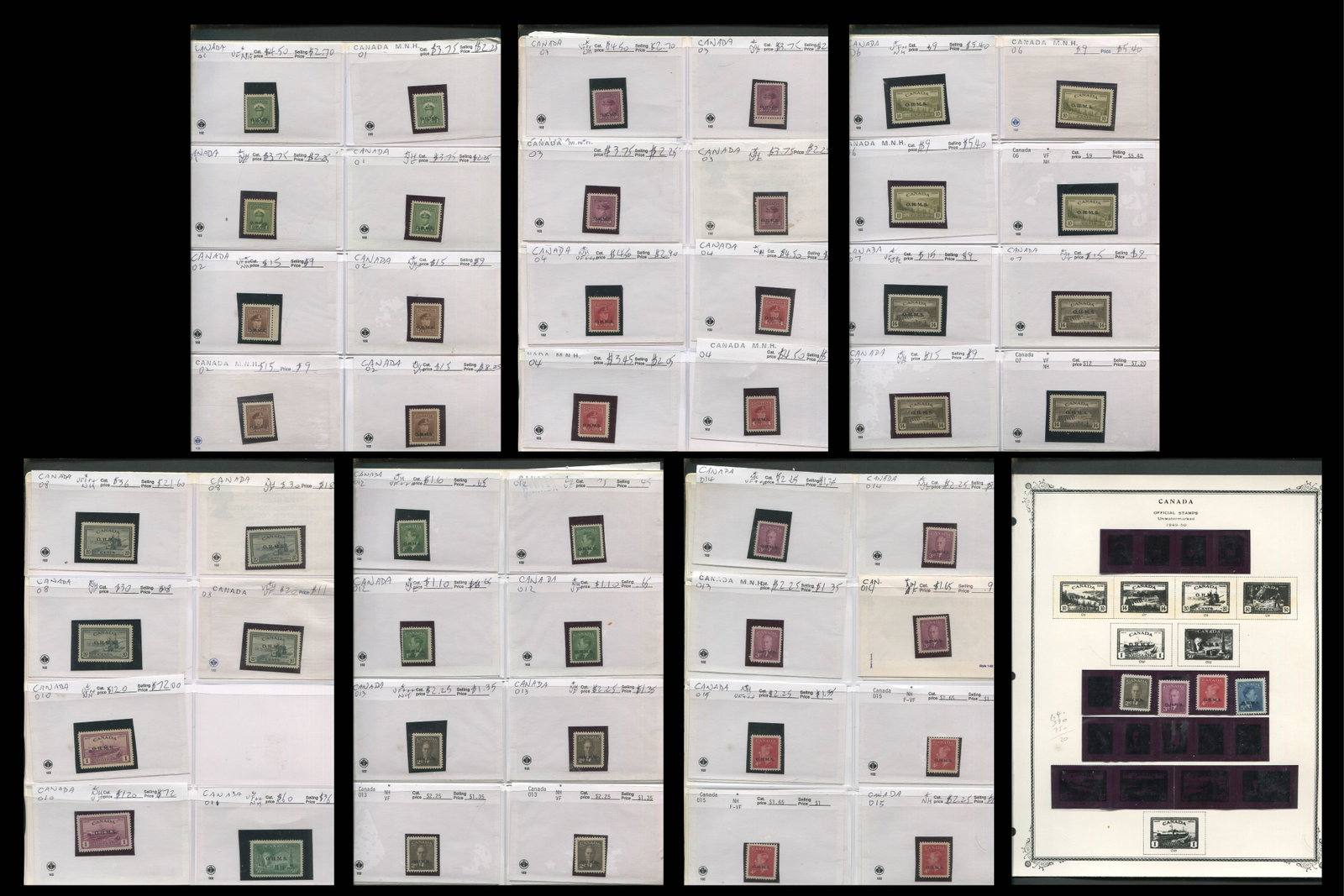 Canada 1949 - 1950, #O1 / #O15a, a MNH /MH Selection (1 of 8)