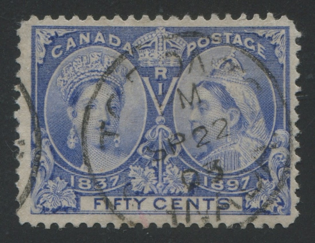 Canada 1897 Jubilee issue, #60, a used 50c ultramarine cancelled by Toronto cds dated Sept 22, 1973, (1 of 1)