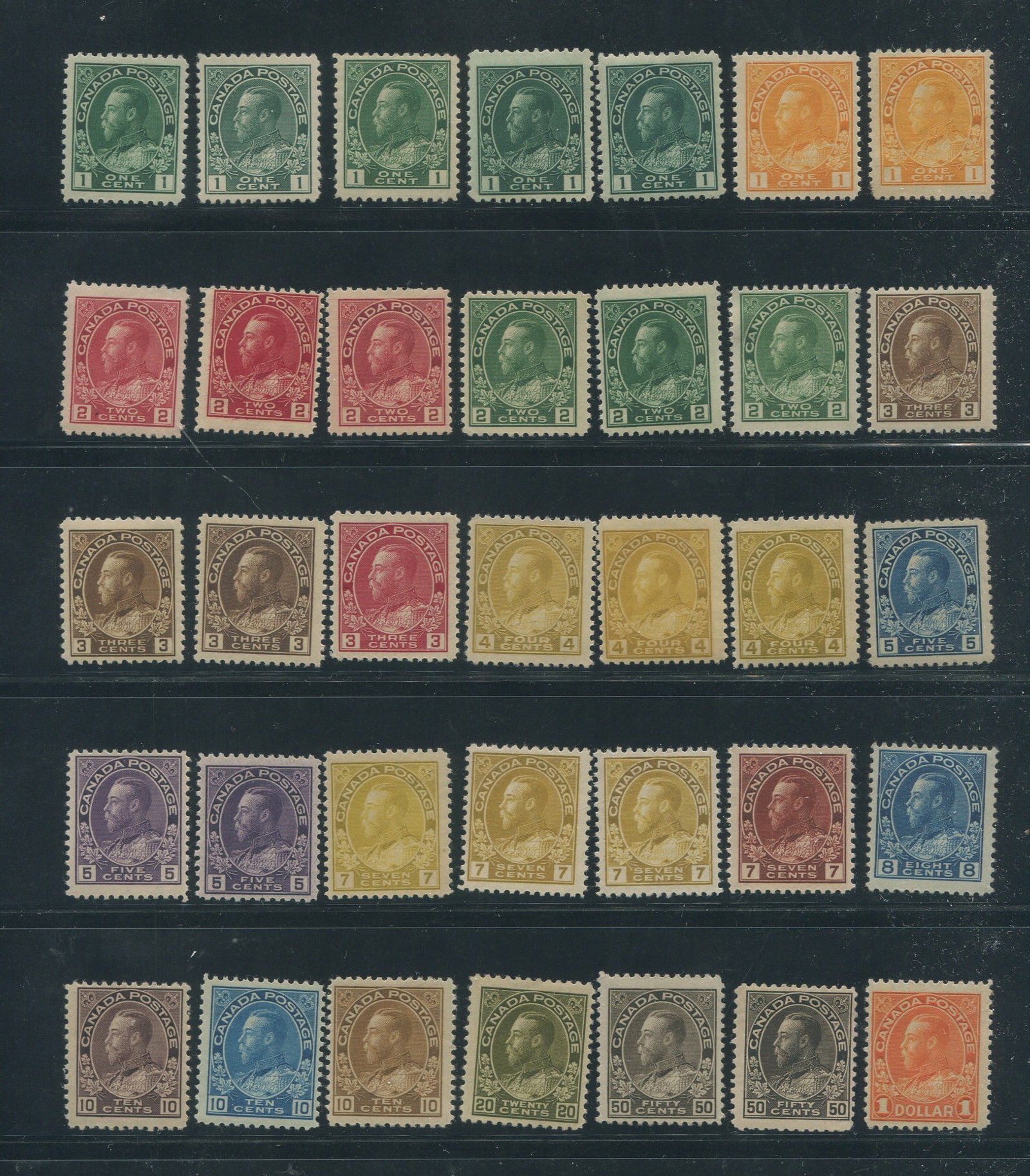Canada 1911 - 1925 #104 / #122, a MH Admiral extended set with 35 stamps, includes basic set, plus (1 of 1)