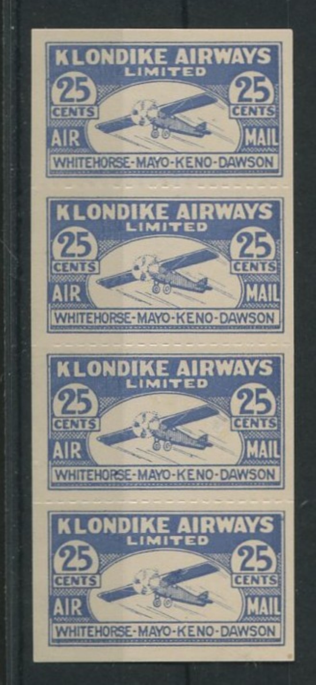 Canada - Semi Official Airmail 1928 #CL 25, a MNH complete pane of four (top stamp MH) of the 25c (1 of 1)