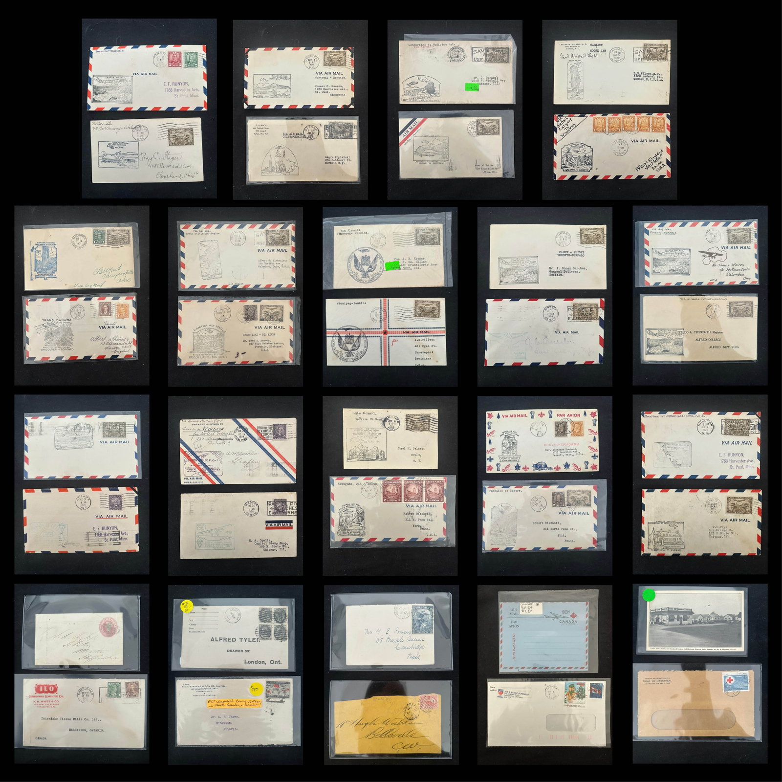 Canada 1861 -1939, a group of 28 first flight cover many with catchet used between 1928 and 1932, a (1 of 6)