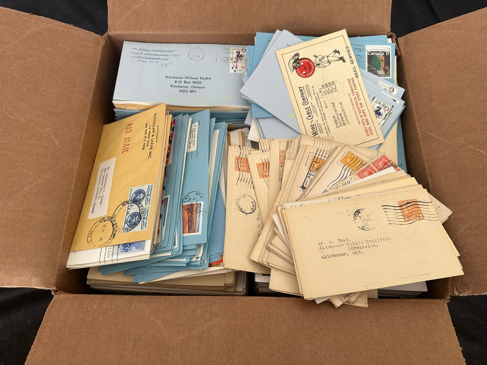Canada 1930s to 1980, a large accumulation of commerical mail, includes stationery postcards, mostly (1 of 4)