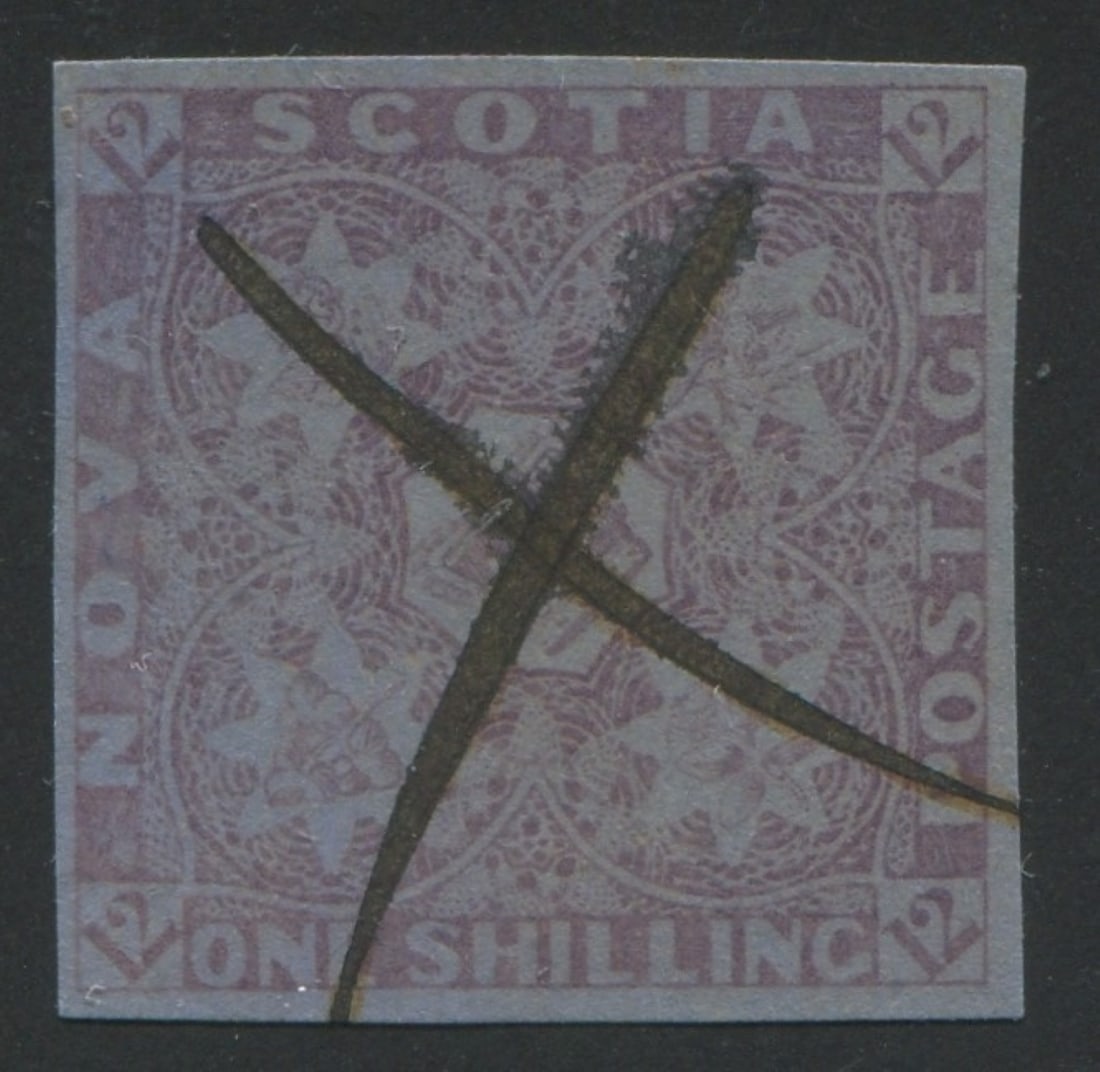 Canada - Nova Scotia 1851 -1857 #7 1/- dull violet, with pen cancel, with four good margins, (1 of 1)