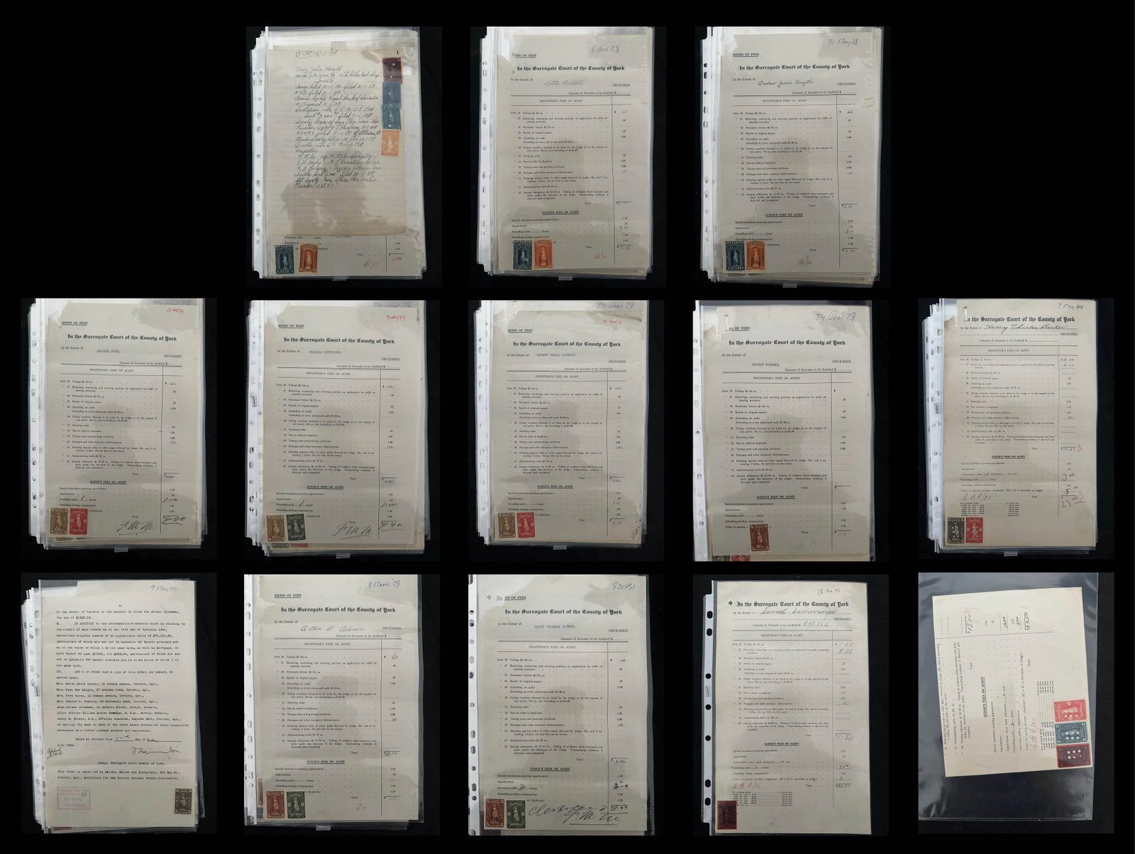 Canada - Ontario Revenues on 14 documents used 1928 and 1944, with #OL62, #OL78, #OL85, #OL85a, (1 of 5)