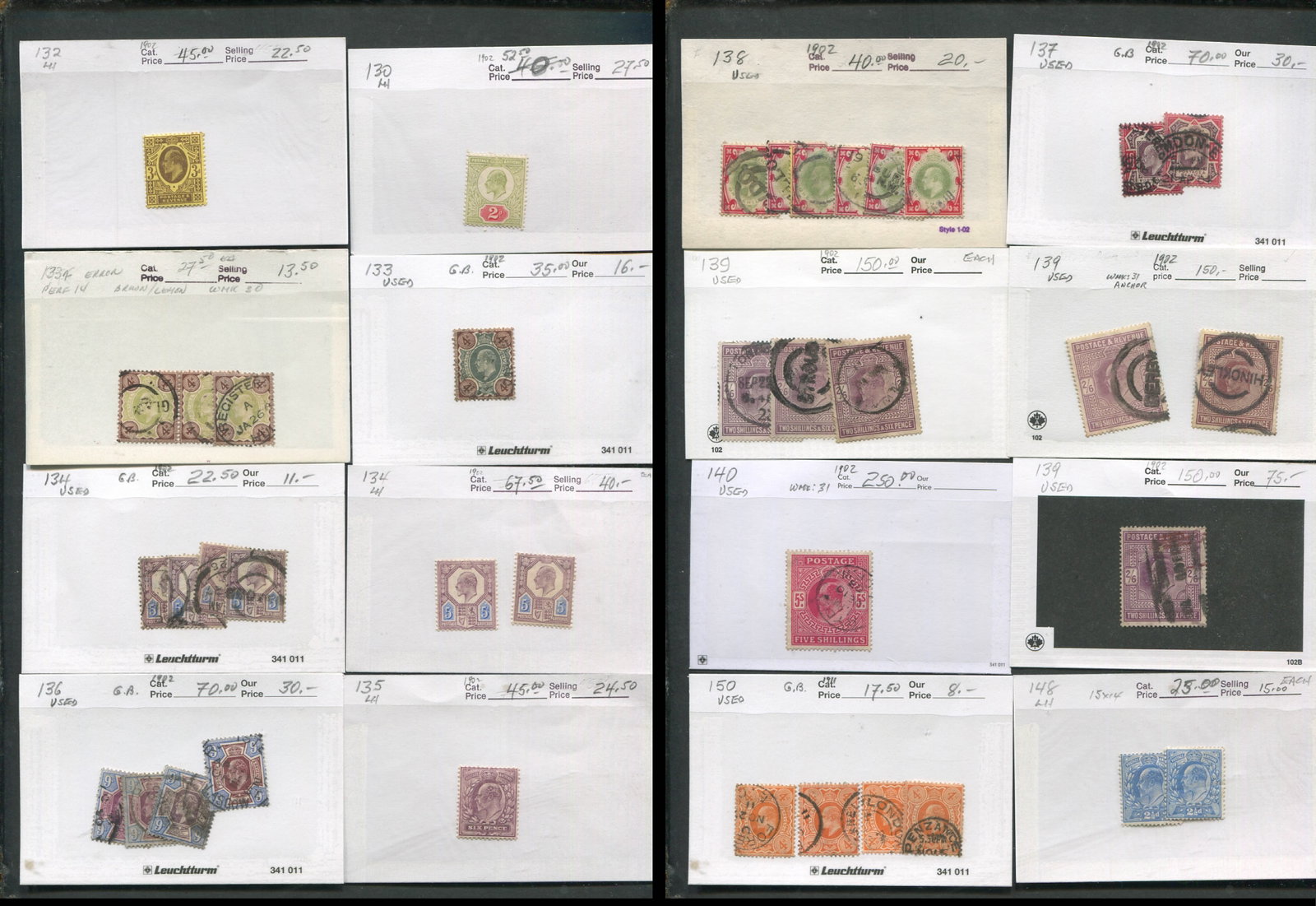 Great Britain - Edward VII 1902 - 1909 #127 / #150, a mainly used ex dealers stock to the 10/-, (1 of 3)