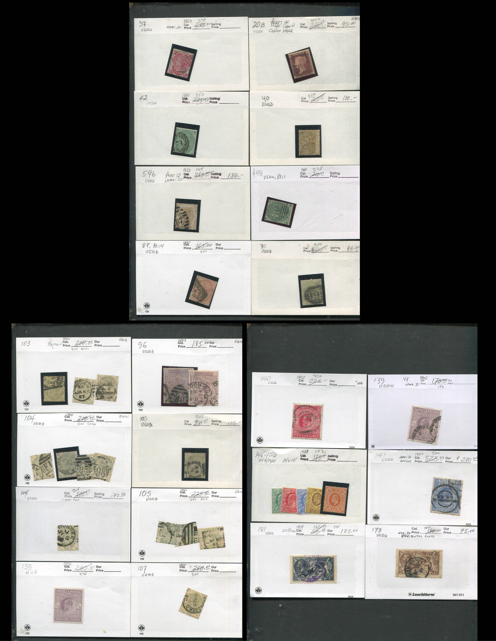 Great Britain 1856 -1919. a MH and used accumulation on 102 cards, Scott value $8497, expect (1 of 4)