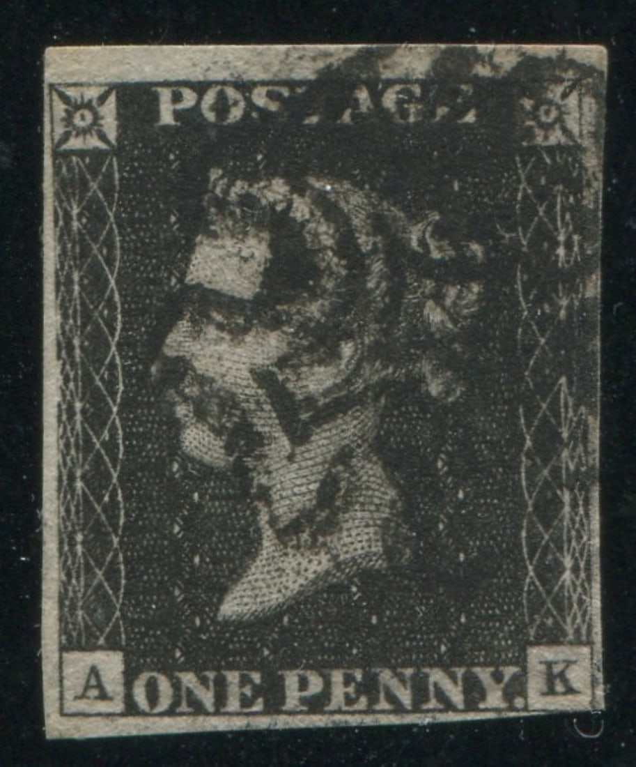 Great Britain 1840 #1, PLATE 11 used, with just into to good margins, Scott value $4500, has 2008 (1 of 2)
