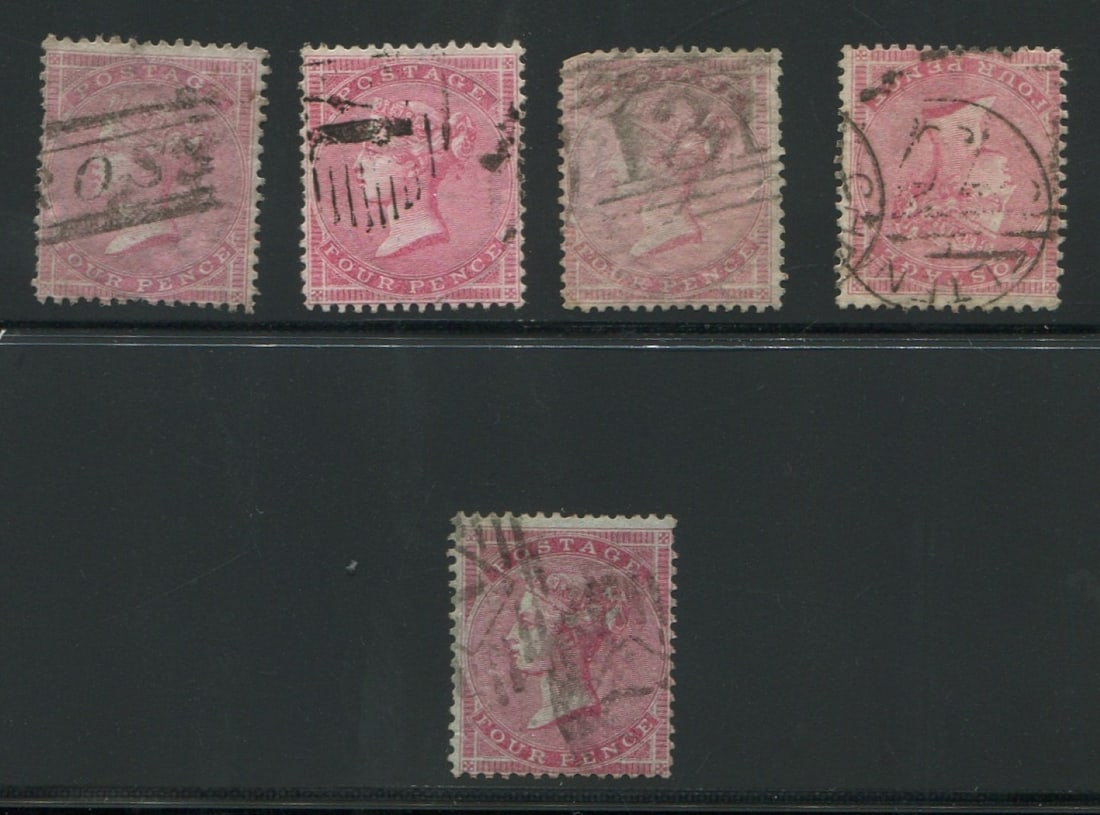 Great Britain 1855 -1856 #23 /#24, a used grouping with #23 and #24 (1), Scott value $5625, some: Great Britain 1855 -1856 #23 /#24, a used grouping with #23 and #24 (1), Scott value $5625, some fault, appears f-vf