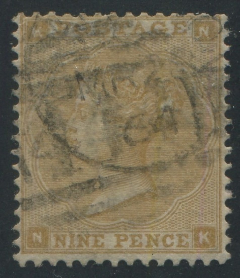 Great Britain 1865 #40, a used 9d Straw, Scott value $550, appears f-vf (1 of 2)