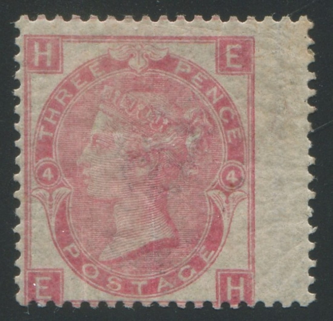 Great Britain 1867-1880 #49, a MH 3d rose (EH) plate 4, on spray of rose watermark, with rightside (1 of 2)