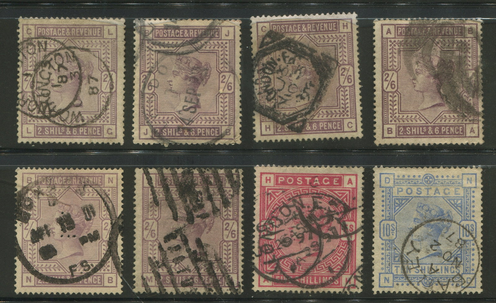 Great Britain 1883 - 1884 #96 / #198, a used group of 8, Scott value $2015, appears f-vf (1 of 1)