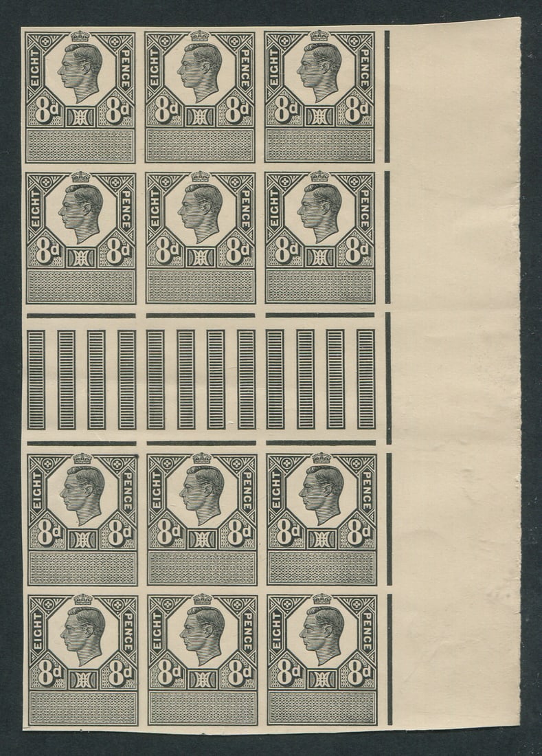 Great Britain 1937 -1952, MNG as issued 8d essay / proof, printed in black, with a right marginal (1 of 2)
