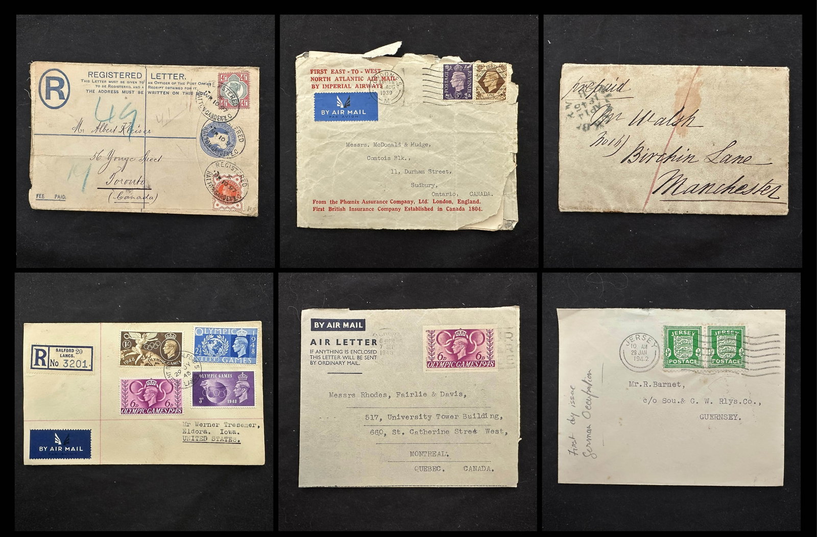 Great Britain 1845 -1946, a group of 6 covers, which includes a uprated registered envelipe to (1 of 7)