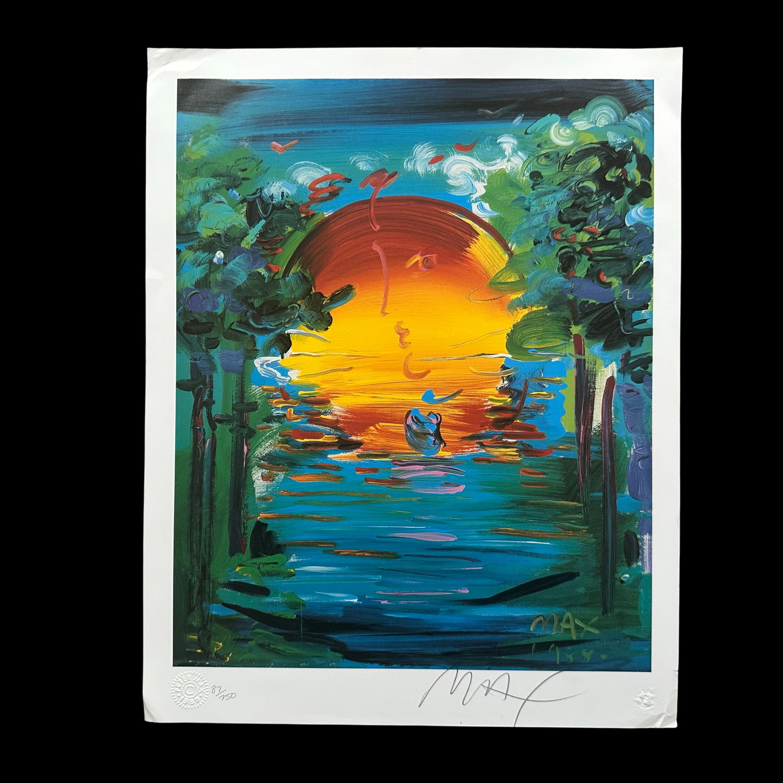 Peter Max's "The Better World" Limited Edition Print: Peter Max's "The Better World" limited edition print, signed lower middle and numbered 87/750 lower left. From the World Federation of United Nations Associations collection. Included with certificate