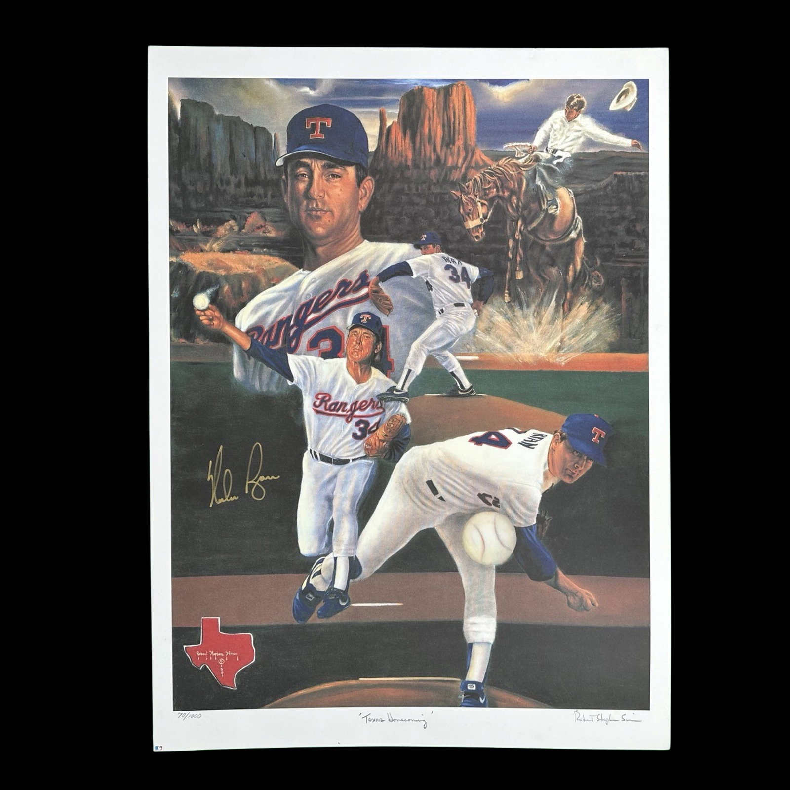Robert Stephen Simon's "Texas Homecoming" Limited Edition Print Signed by Nolan Ryan (1 of 3)