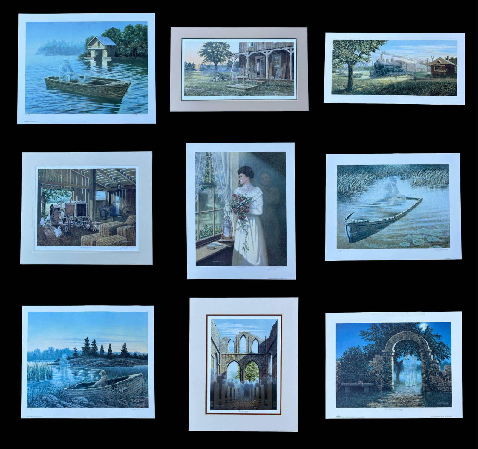 James Lumbers Collection of 9 Signed Limited Edition & Artist Proof Prints - Adrift AP 3/40, The: A substantial collection of nine vintage works after paintings by celebrated Canadian artist James Lumbers, including scarce Artist's Proof impressions, pencil-signed and numbered limited editions, an