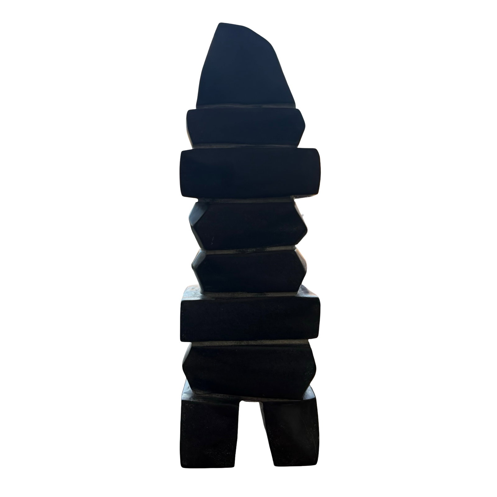 Lucassie Simonie (Dorset, Nunavut) Monumental Inukshuk Sculpture, 2024 - Certified Canadian Inuit: A striking and highly collectible contemporary Inuit stone sculpture by Lucassie Simonie of Dorset (Kinngait), Nunavut, one of the most celebrated centers of Inuit carving and graphic arts in the Cana
