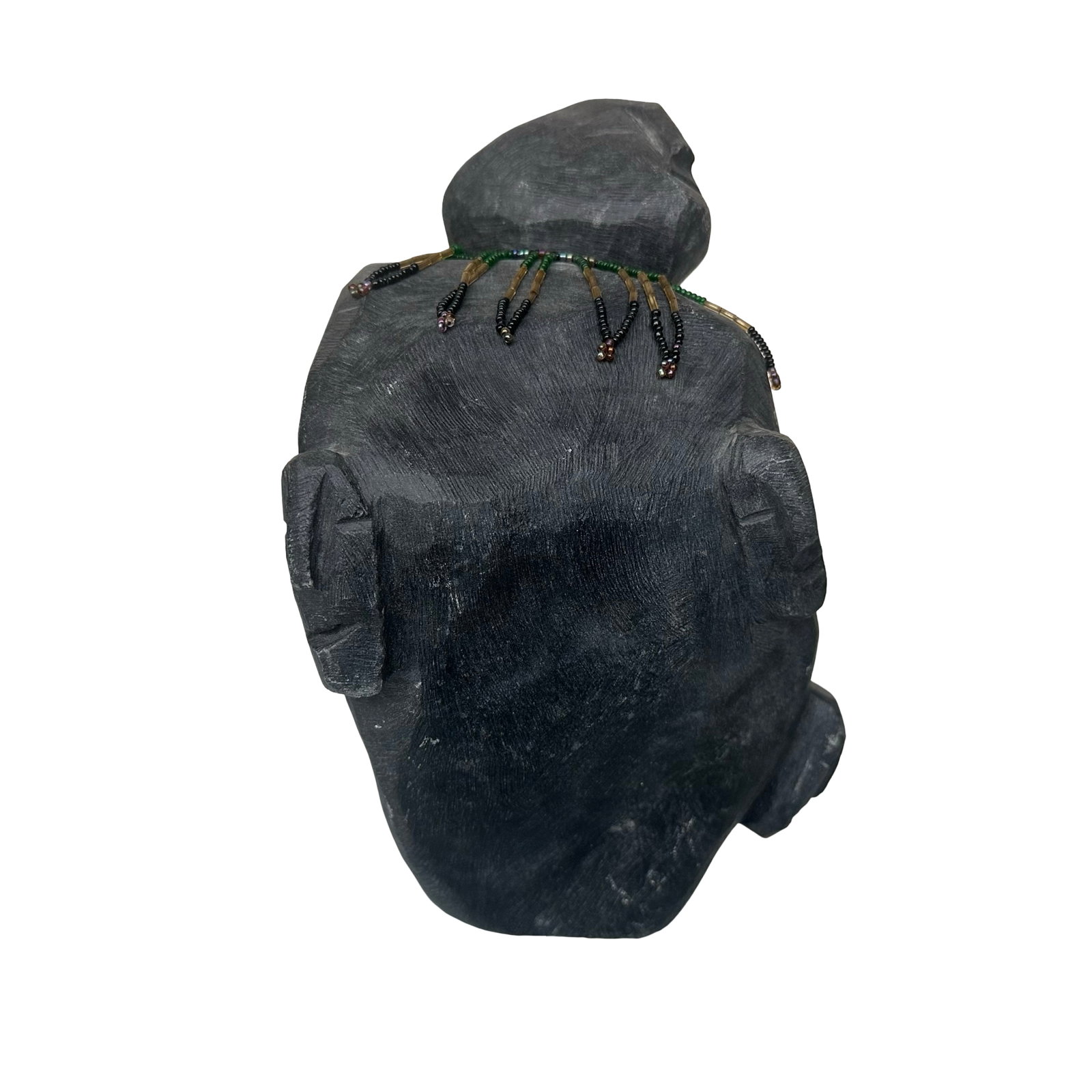 Mary Tutsuitok - Arviat Inuit Stone Carving - Family - 2021 - Dark Serpentine Soapstone Figure with: Carved in 2021 by Mary Tutsuitok of Arviat, this powerful Inuit sculpture titled Family is executed in dark grey-black serpentine - commonly called soapstone - and displays the bold, block-form aesthe