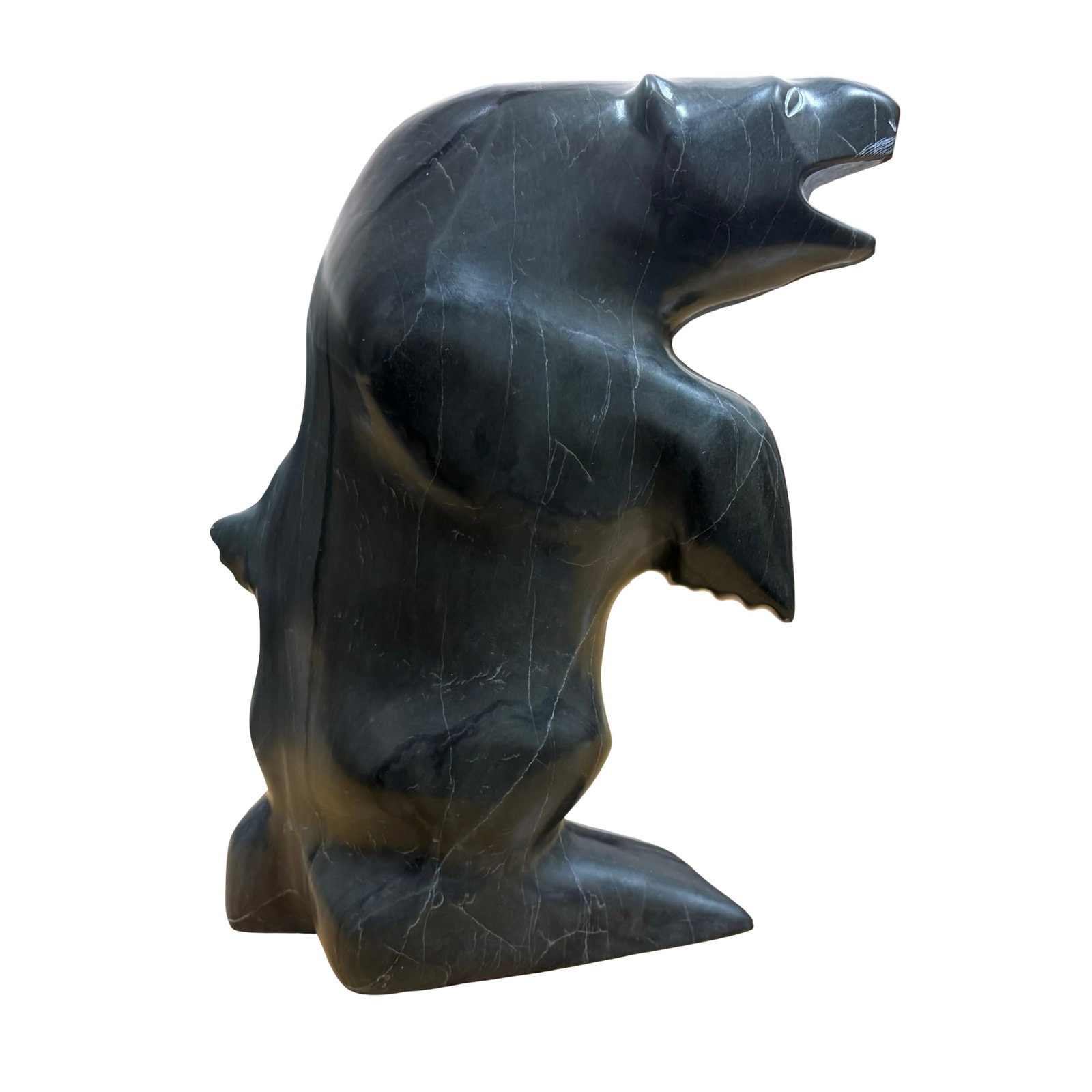 Davidee Uppik (Sanikiluaq) Masterwork "Polar Bear" 2008 - Monumental Certified Inuit Arctic Stone: Davidee Uppik (Sanikiluaq, Nunavut), "Polar Bear," 2008. An exceptional, certified museum-quality Inuit stone sculpture that captures the raw authority, intelligence and untamed spirit of the Arctic's