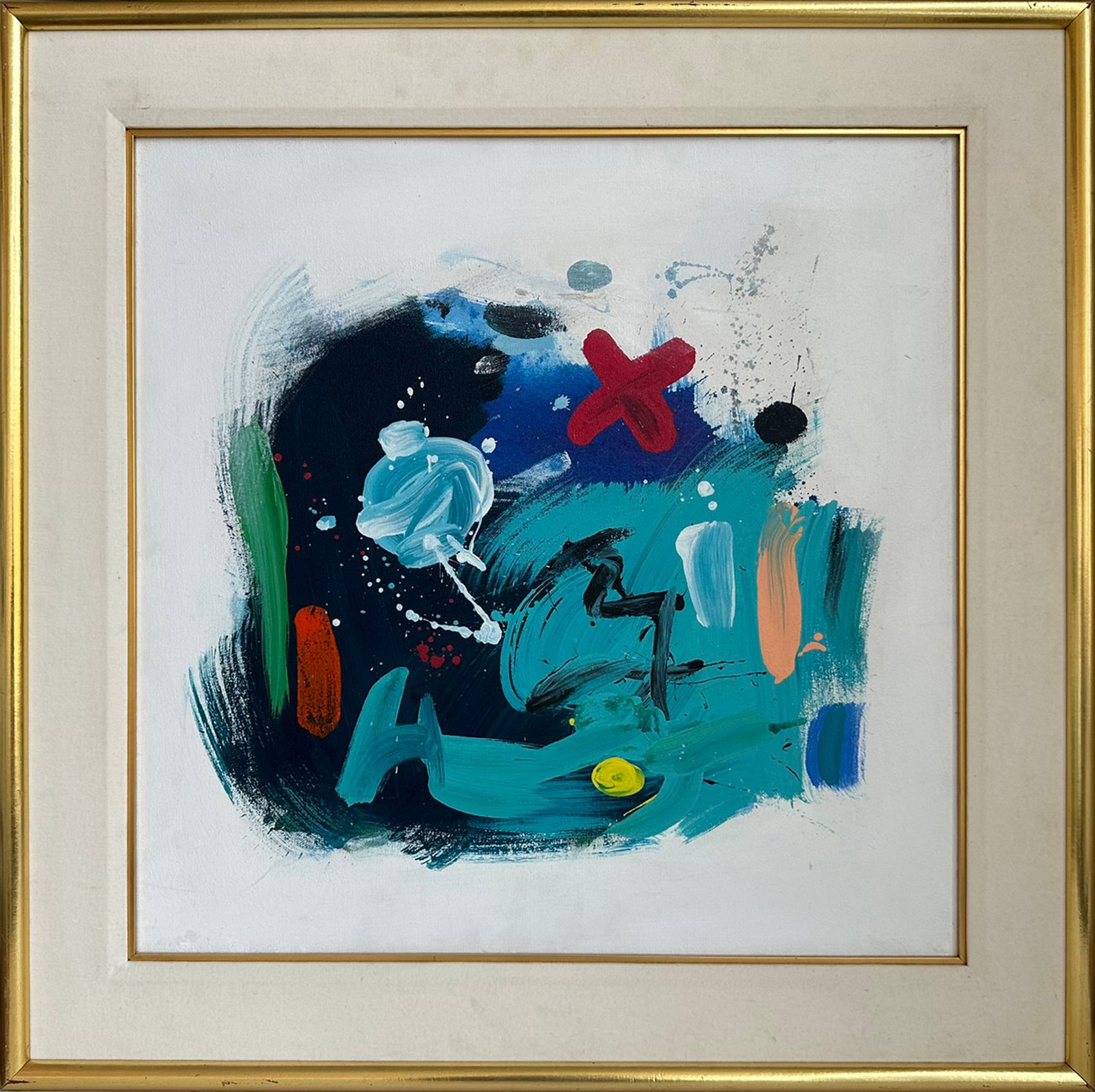 Bill Kort's ?The Mushroom Crown? c. 2000, Original Abstract Acrylic Painting: Immerse yourself in the emotive power of contemporary abstraction with this striking original artwork titled ?The Mushroom Crown? by artist Bill Kort, created in Winter 2000. This visually arresting a