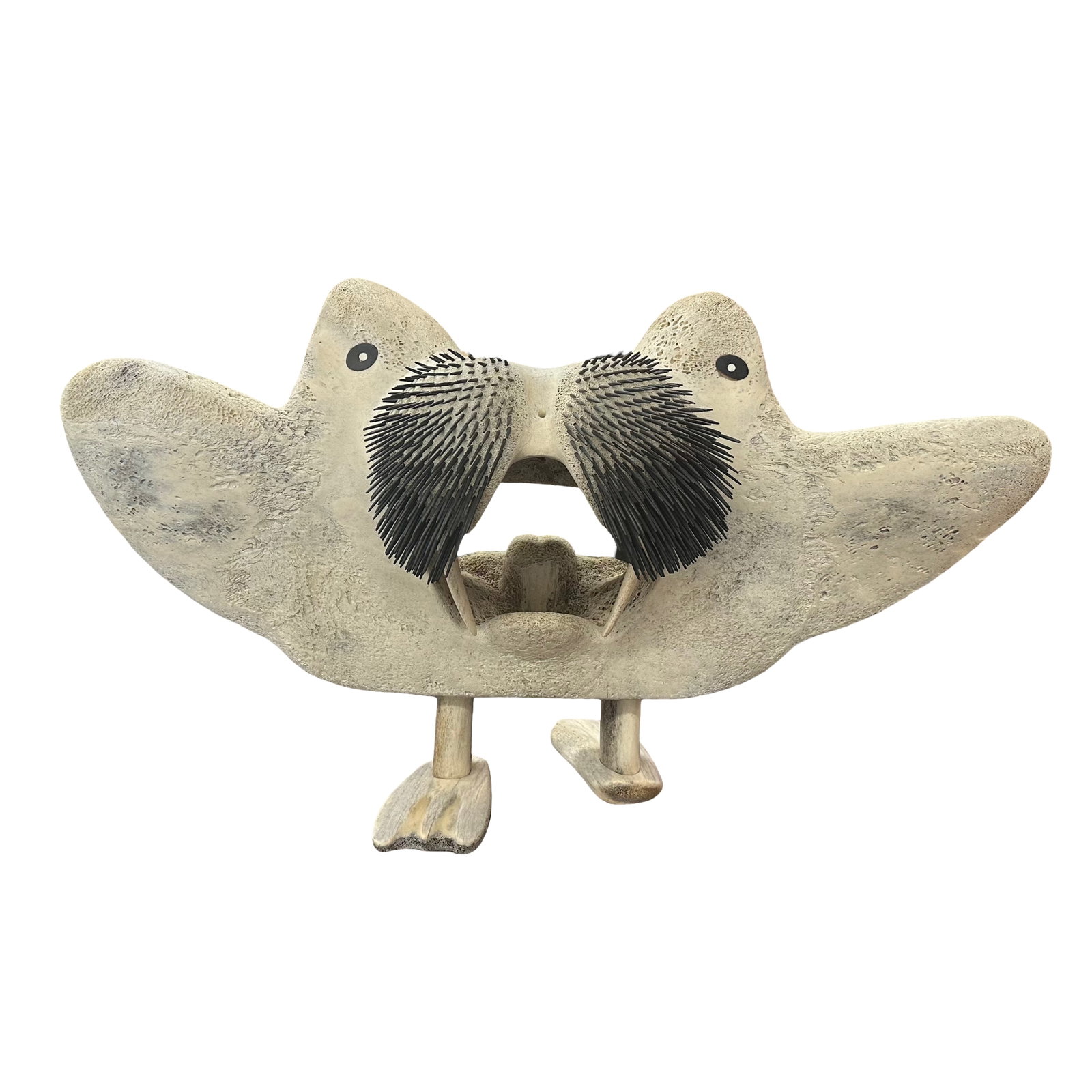Johnny Kataluk - Walrus Spirit - Monumental Inuit Whale Bone Sculpture from Coral Harbour - 2007 -: A masterwork of contemporary Inuit sculpture, Walrus Spirit by Johnny Kataluk of Coral Harbour, Nunavut, is an imposing and deeply spiritual whale bone carving that commands the room with its scale, p
