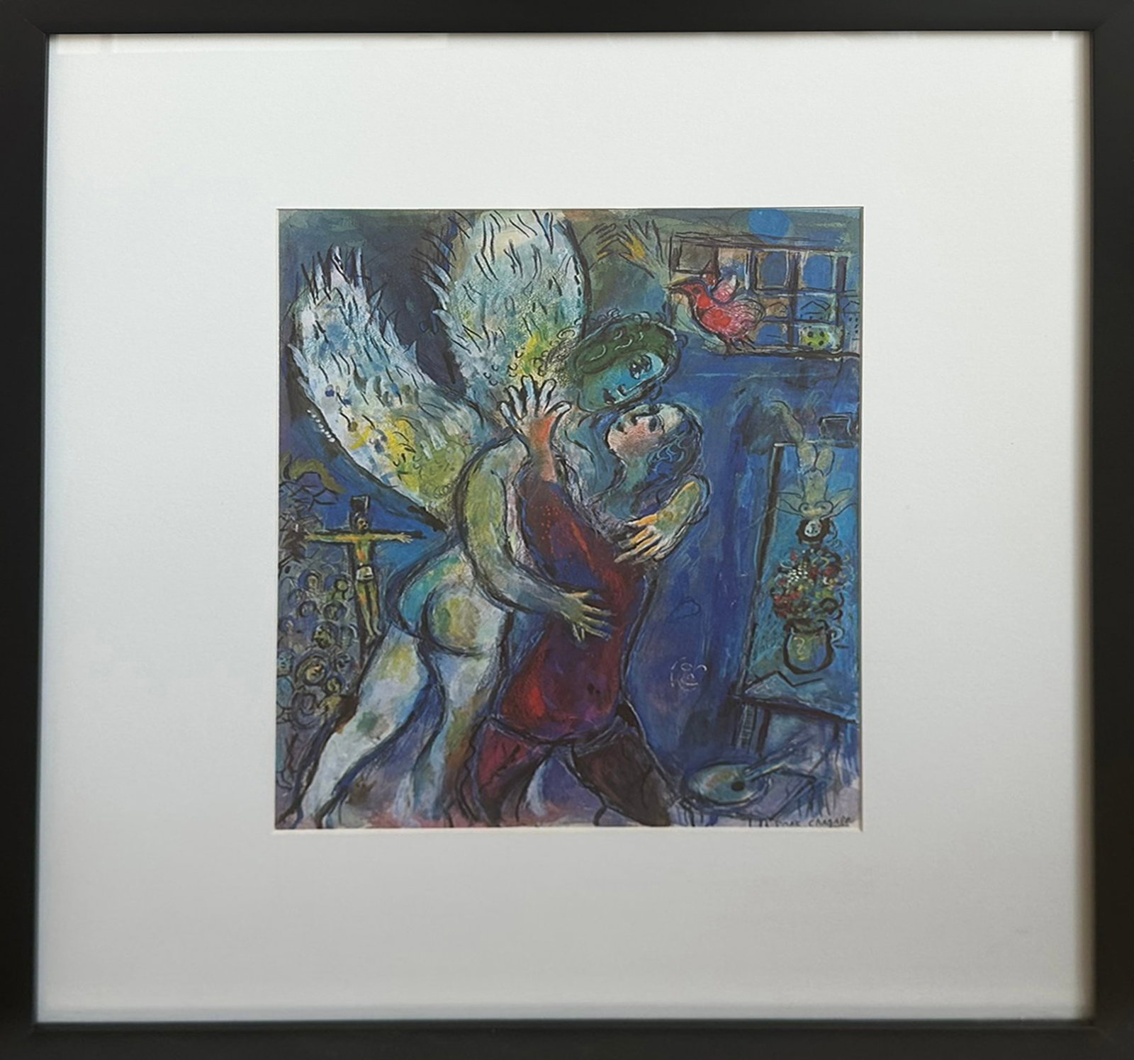 Marc Chagall ?L'Ange au Peintre? Angel Embrace Color Lithograph - Framed Modernist Masterpiece (1 of 2)
