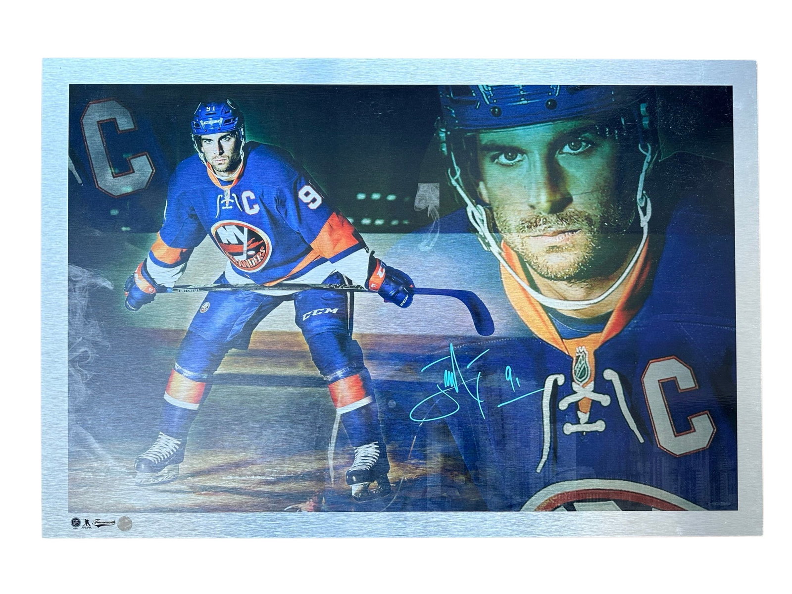 John Tavares New York Islanders Signed on Metal: An autographed piece of John Tavares when he played for the New York Islanders, done on metal. This piece has produced by Frameworth and includes a Frameworth hologram of authenticity. Sports Memorabi