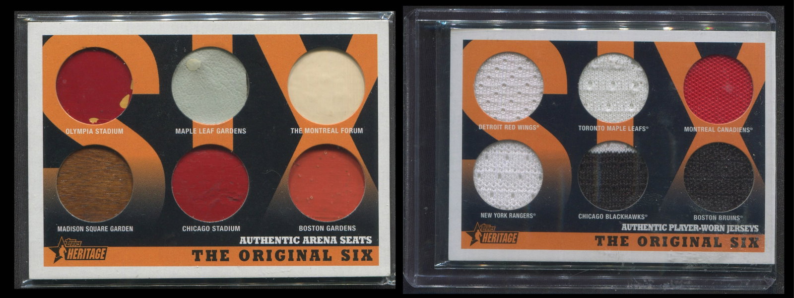 2000-01 Topps Heritage The Original Six /55 Pair - OSJ 23/55 Game-Worn 6 Jersey Relic + OSA 48/55 6 (1 of 5)