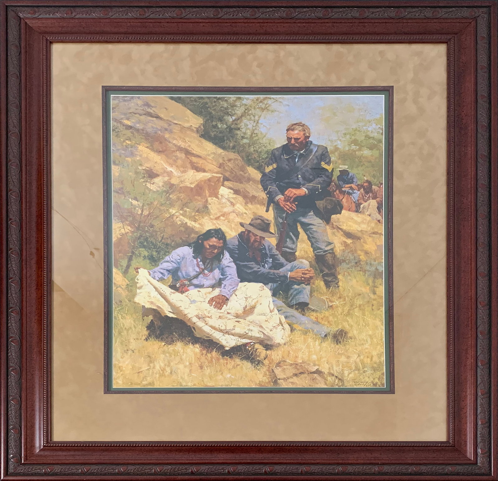 Howard Terpning - War Stories, 1999 - Native American Crow Scout & U.S. Cavalry Western Art Limited (1 of 1)