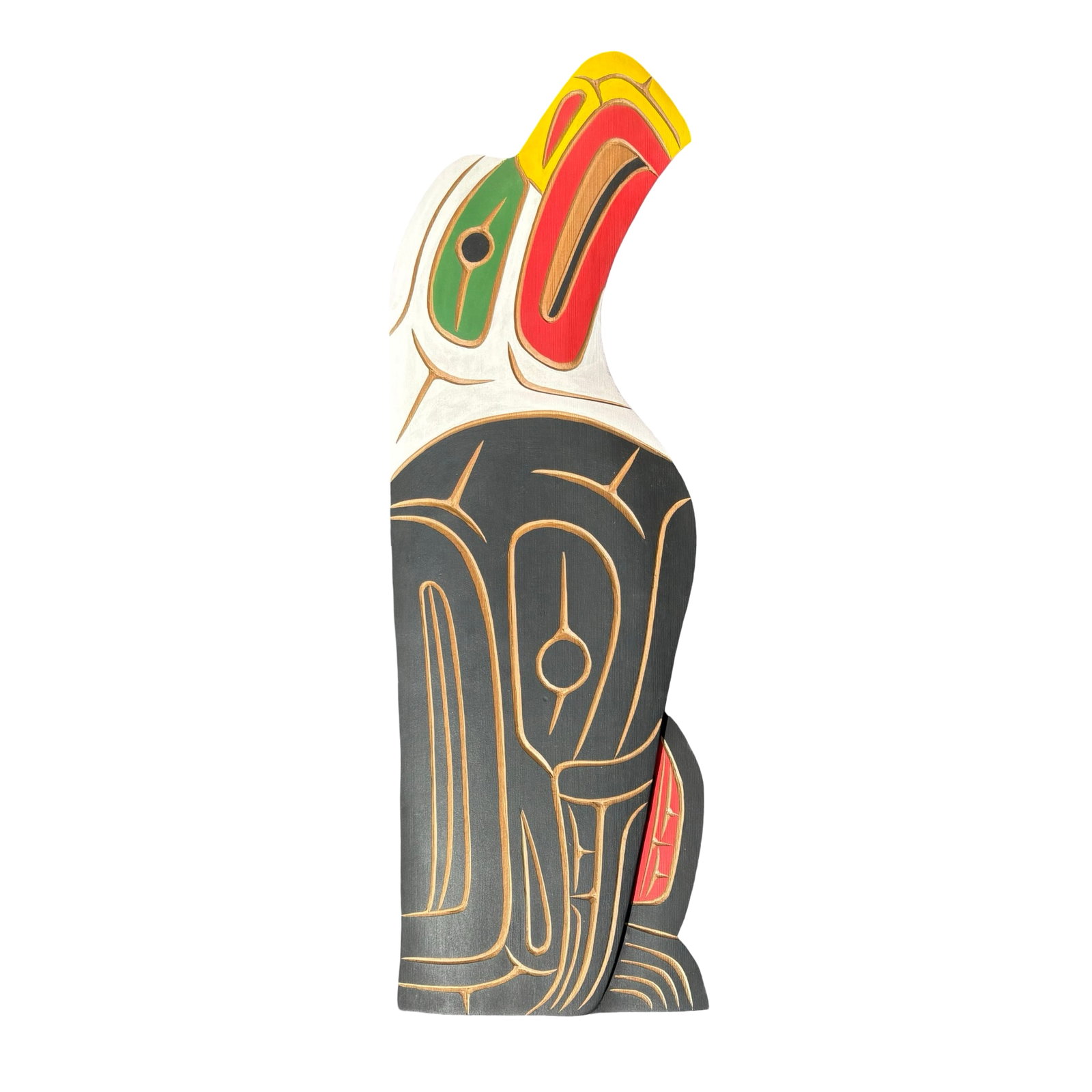 Neil Baker "Bald Eagle" Monumental Signed Hand-Carved Polychrome Cedar Eagle Wall Sculpture - (1 of 1)