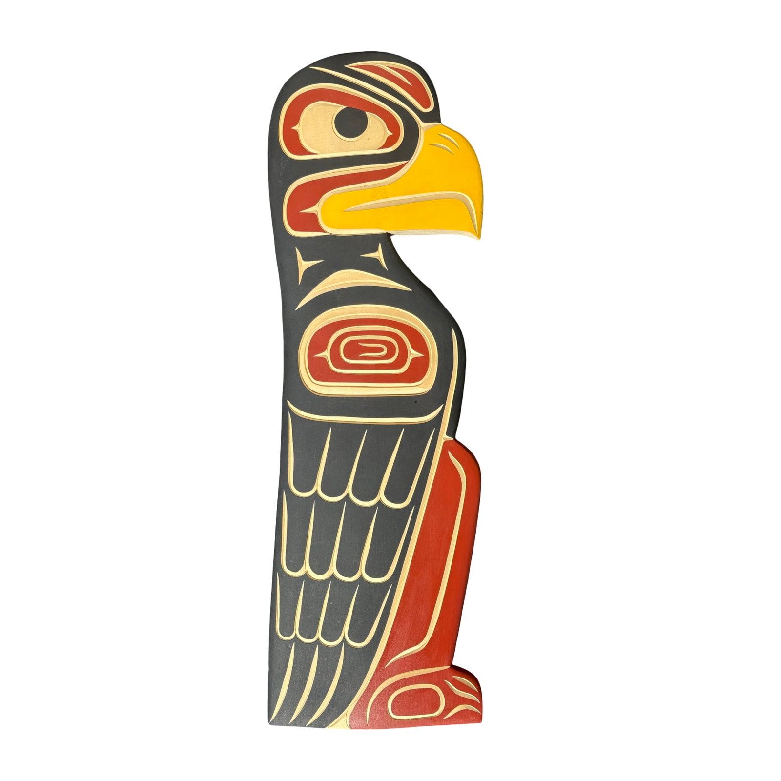 V. Bird "Eagle" - Monumental Signed Northwest Coast First Nations Formline Hand-Carved & Painted: An exceptional hand-carved and hand-painted wood wall sculpture by V. Bird, titled Eagle, representing one of the most revered and enduring subjects in the artistic traditions of the Northwest Coast. 