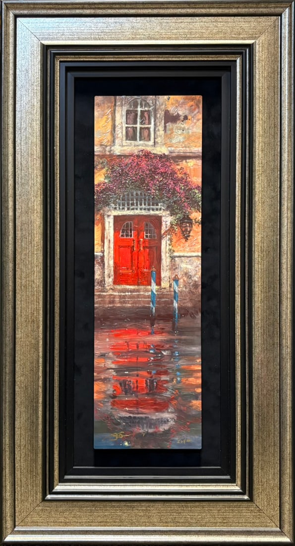 James Coleman "Red Door Reflections" 2019 Signed Hand-Embellished Caldograph on Wood, Framed Limited: Hand-signed and hand-embellished caldograph on wood from the Arabic-numbered international edition of 200, presented in an elaborate gallery frame and accompanied by its original Park West Gallery Cer