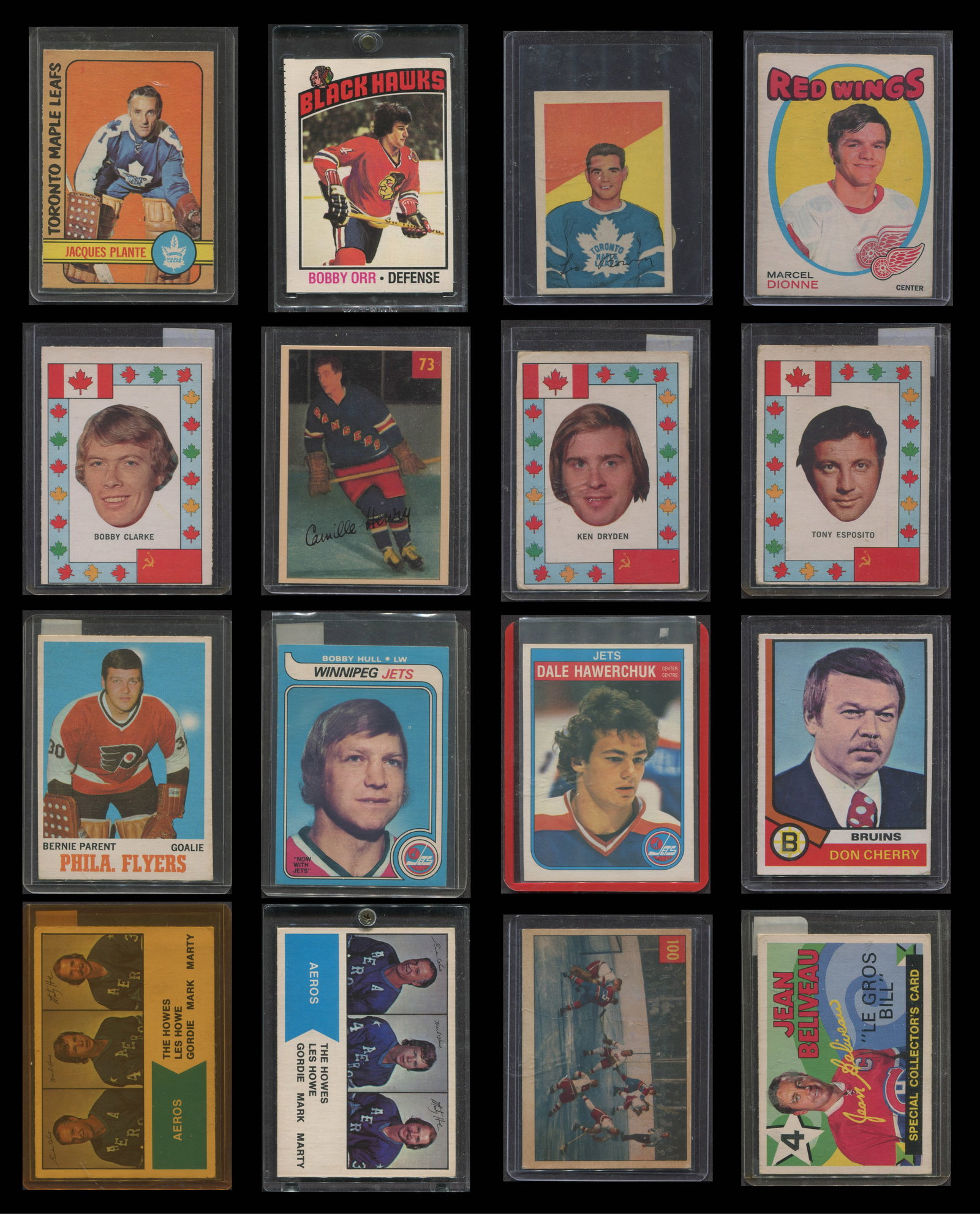 1952-82 Vintage NHL Hockey Card Collection - Parkhurst, O-Pee-Chee OPC, WHA & Team Canada - Dionne,: An unusually engaging 16-card assemblage of vintage Canadian and North American hockey cards spanning 1952 through 1982, bringing together the pioneering Parkhurst era, the golden age of O-Pee-Chee, t