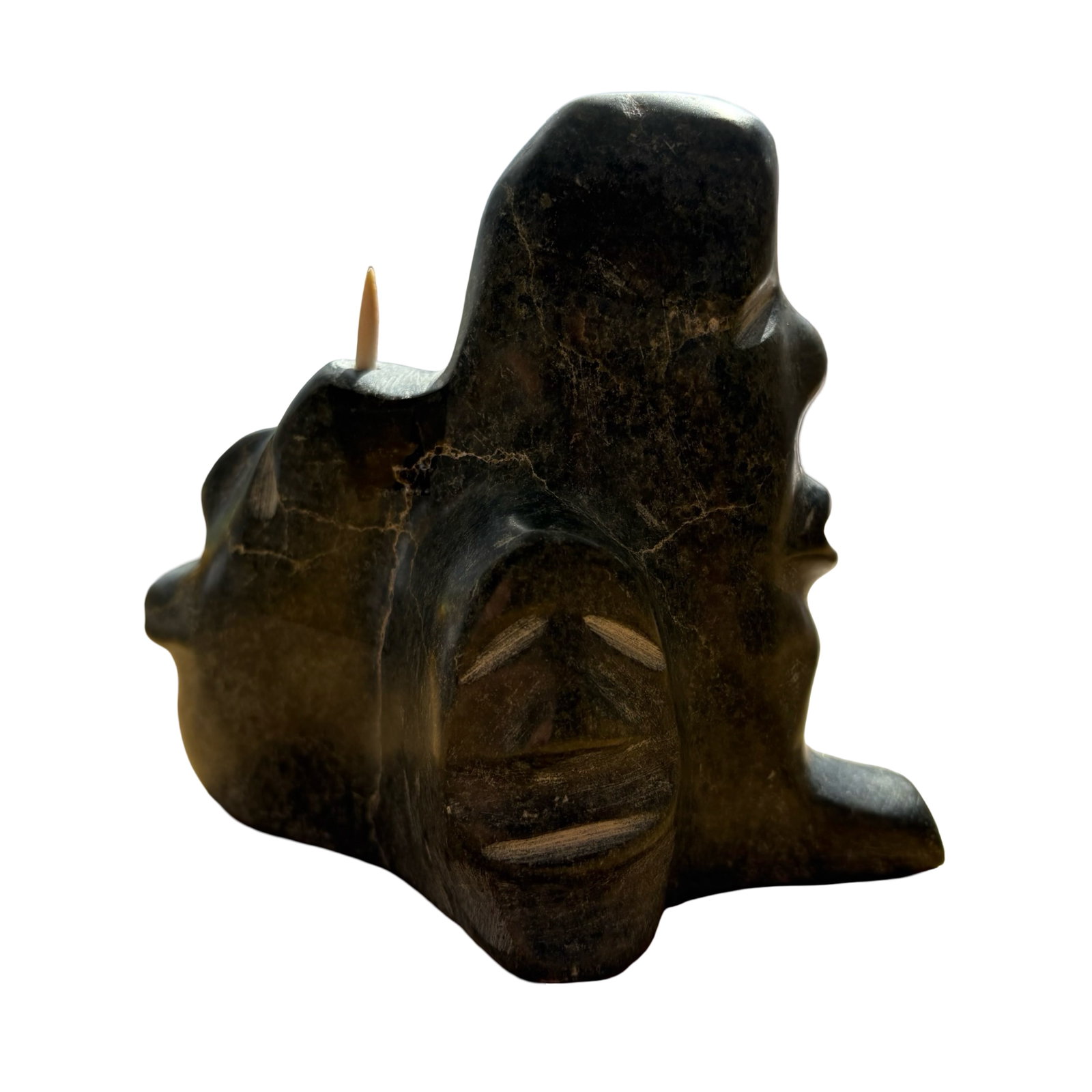 Leo Uttaq (Taloyoak) Inuit Stone Sculpture "Spirits Transforming" (1990) - Certified Canadian Inuk (1 of 7)