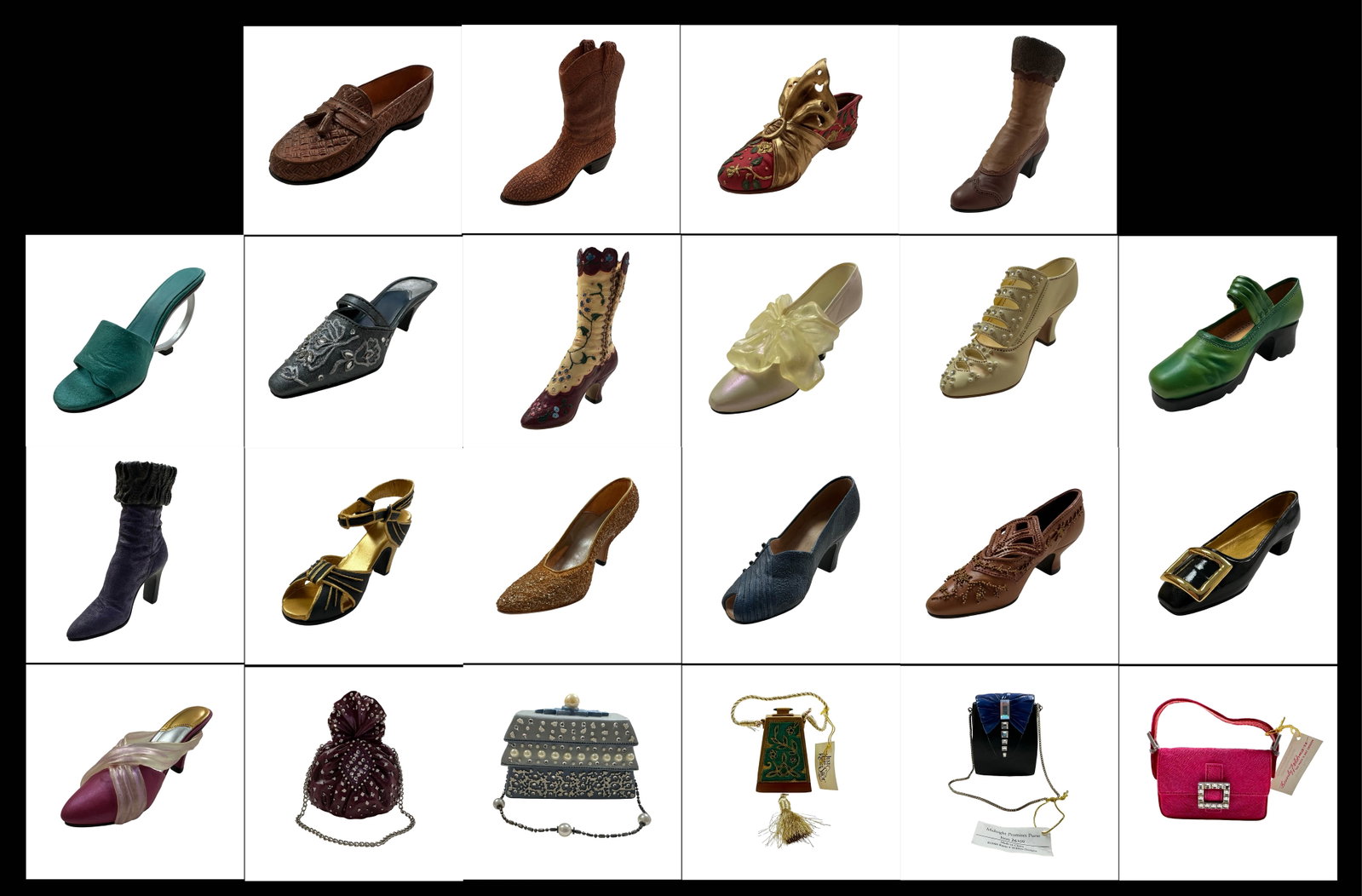 Just the Right Shoe by Raine - Complete Boxed Miniature Shoe and Handbag Collection - Purple Dream,: Presented here is an exceptional collector?s grouping from the celebrated Just the Right Shoe by Raine series, accompanied by coordinating Just the Right Style miniature handbags - a refined miniature