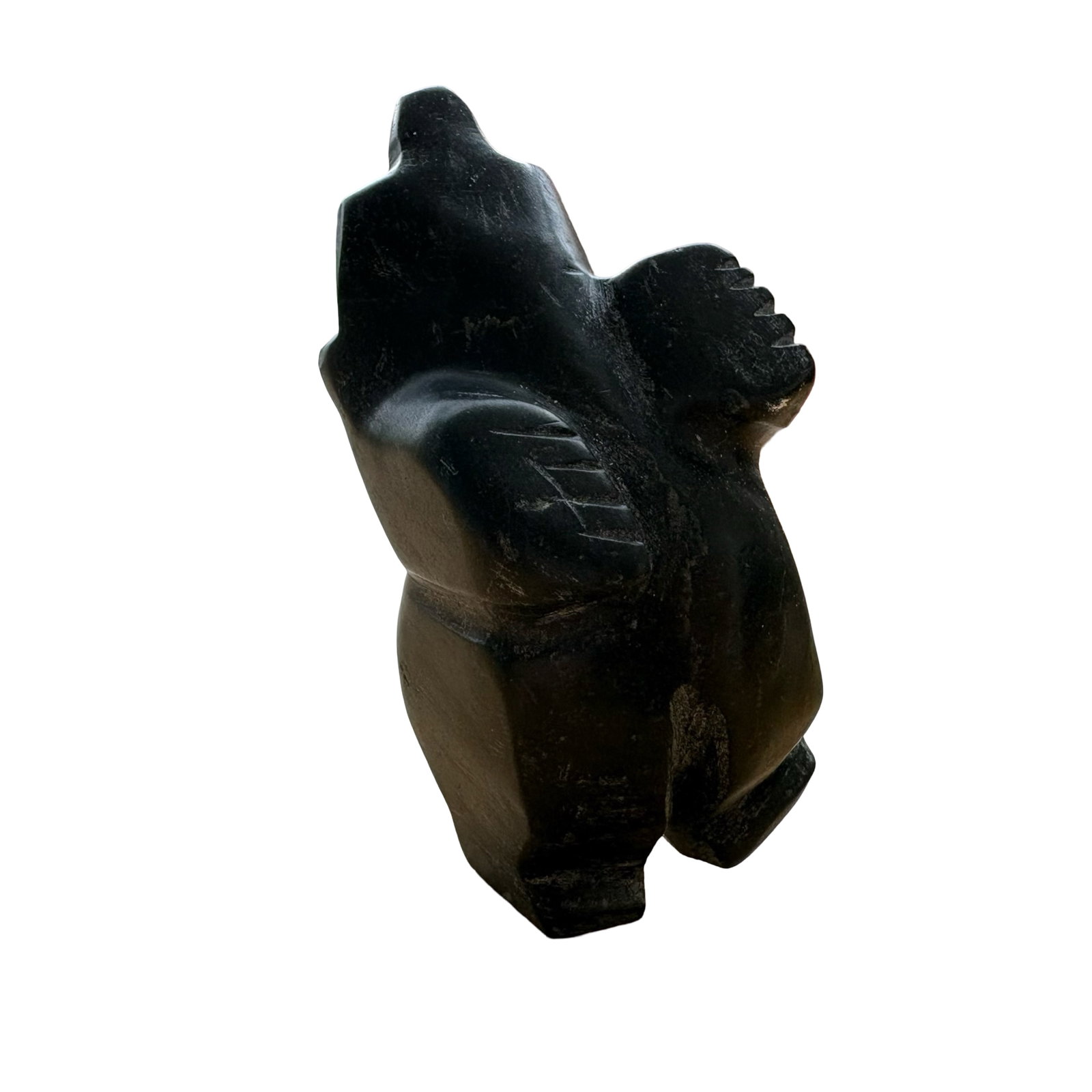 Abe Shaa (Dorset/Kinngait) Certified Inuit Bear Sculpture, Hand-Carved Serpentine Stone, 2026: An authentic and certified Inuit stone sculpture titled Bear, masterfully hand-carved by Canadian Inuk artist Abe Shaa of Dorset (Kinngait), one of the most celebrated and historically important cente