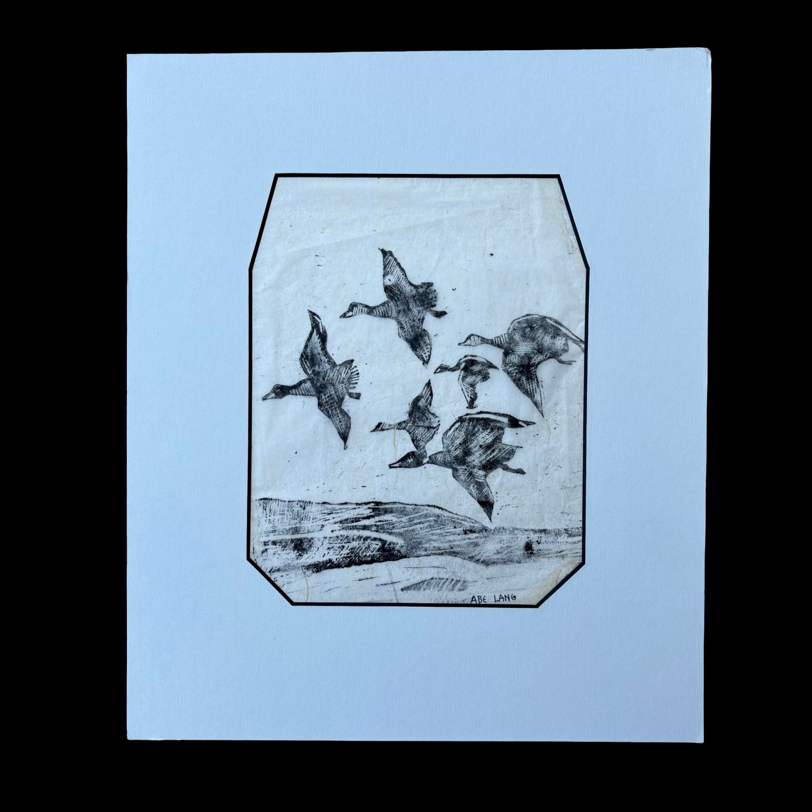 Abe Lang Signed Canada Geese in Flight Wildlife Print - North American Waterfowl Sporting Art, (1 of 1)