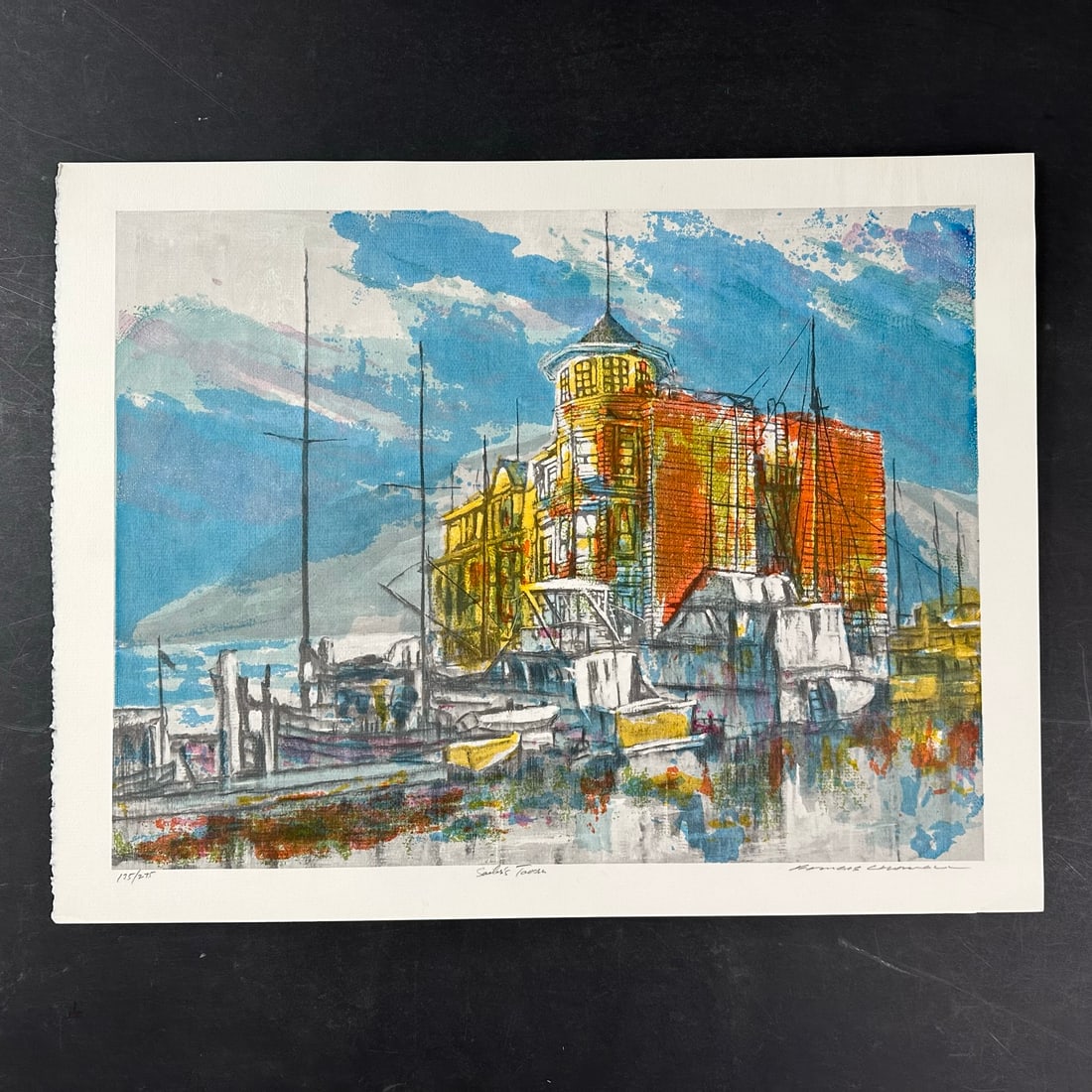 Frank Caldwell's "Sailor's Tavern" Limited Edition Print: Frank Caldwell's "Sailor's Tavern" limited edition print, sgined lower right, titled lower middle, and numbered 175/275 lower left. Miniscule wrinkle lower right corner. Image: 17 1/4" x 22 3/4". Pape