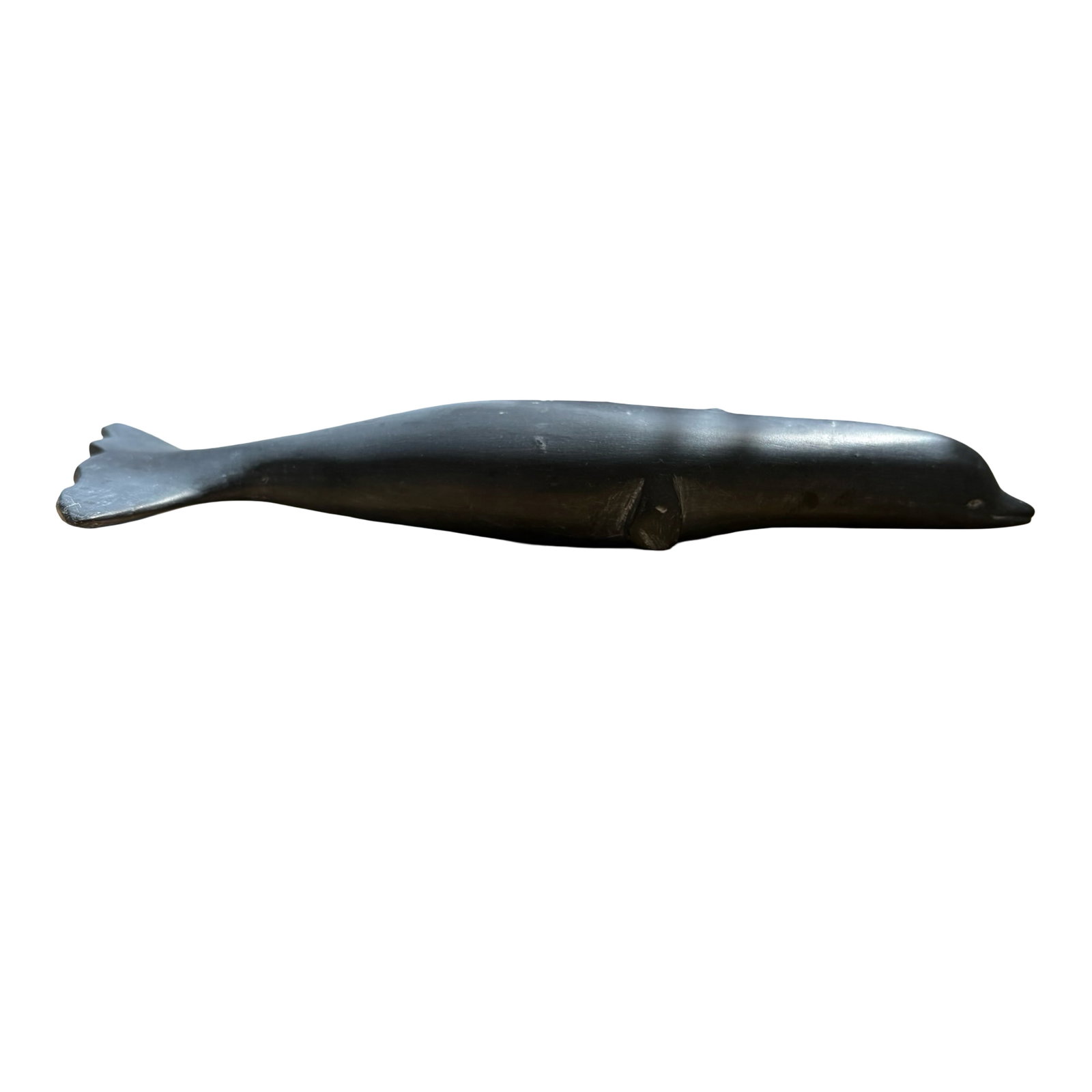 Alice Kinaviak Anablak (Sanikiluaq) Certified Inuit Whale Stone Sculpture, 2016 Canadian Arctic: An exceptional certified Canadian Inuit stone sculpture depicting a whale, masterfully carved by Alice Kinaviak Anablak of Sanikiluaq, Nunavut, and dated 2016. Accompanied by its original Government o